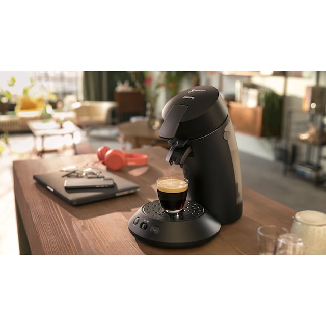 Philips Senseo Kaffeepadmaschine »Original Plus CSA 210/60«, aus 28% recyceltem  Plastik und mit 2 Kaffeespezialitäten, mattschwarz mit 3 Jahren XXL  Garantie