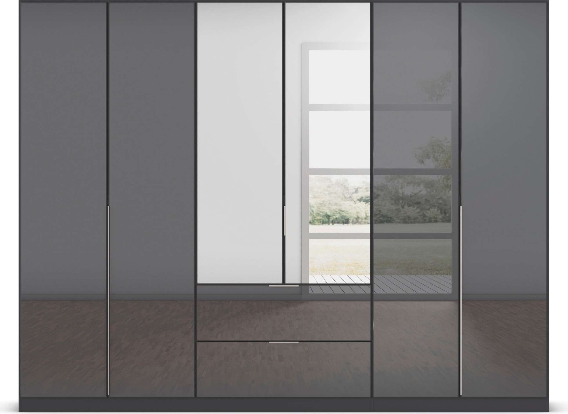 rauch Drehtürenschrank »Kleiderschrank Kleiderschränke Schrank Garderobe AGORDO mit Glasfront«, mit Außenschubkästen, in 6 Breiten und 2 Höhen MADE IN GERMANY