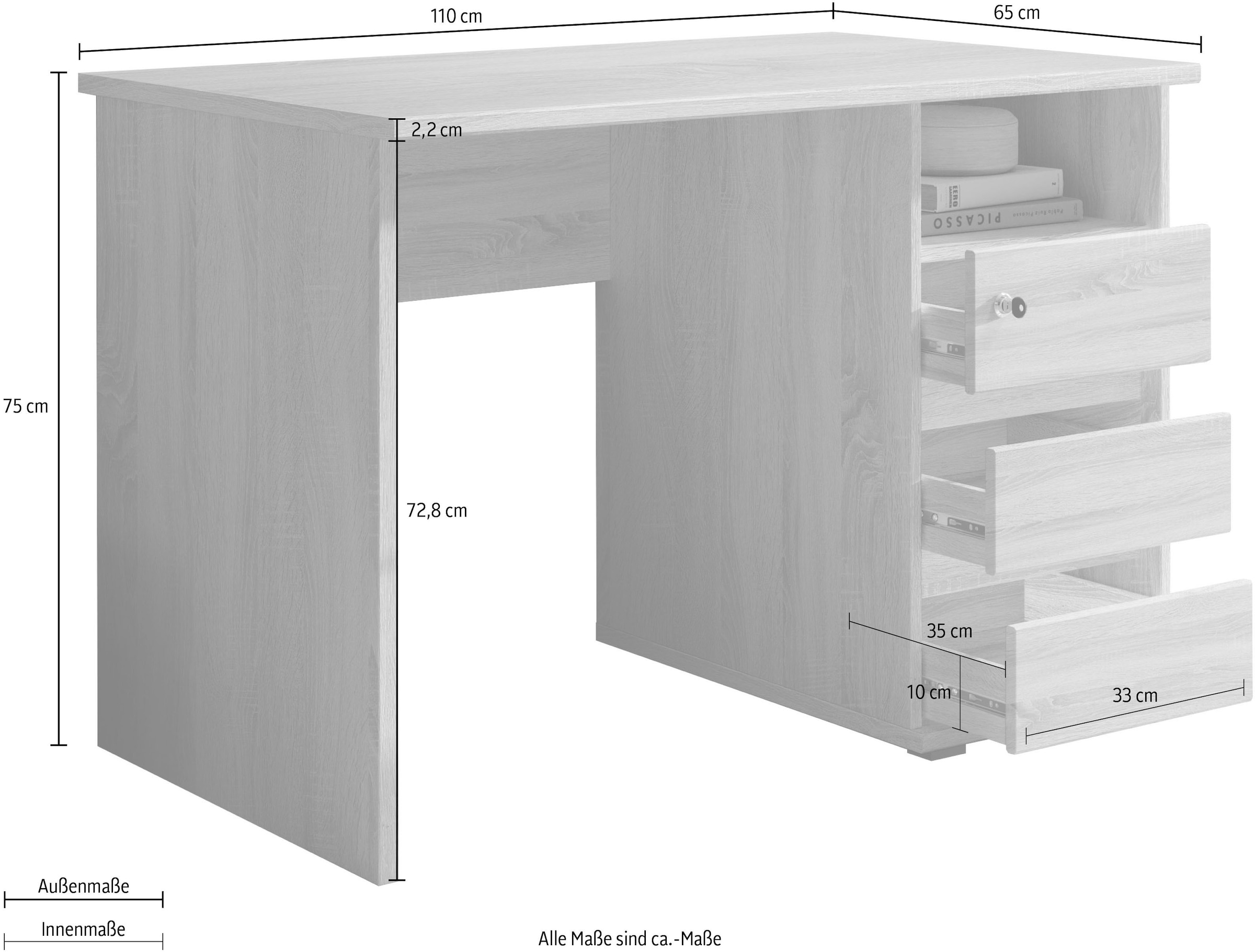 BEGA OFFICE Schreibtisch »Primus 1«, mit Schubkasten abschließbar in 3  Farbausführungen auf Raten bestellen