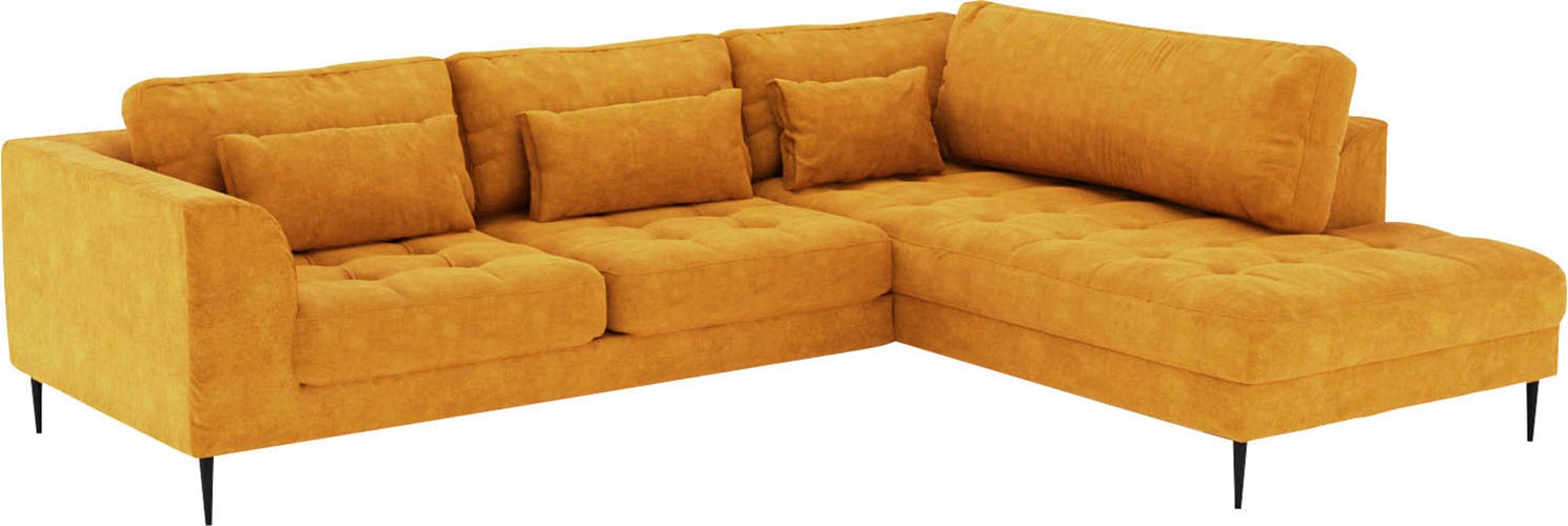 TRENDMANUFAKTUR Ecksofa »Luzi, wahlweise mit Schlaffunktion und Bettkasten, gemütlich, L-Form«, Designsofa mit Ottomane, Metallfüße schwarz, Breite 264 cm