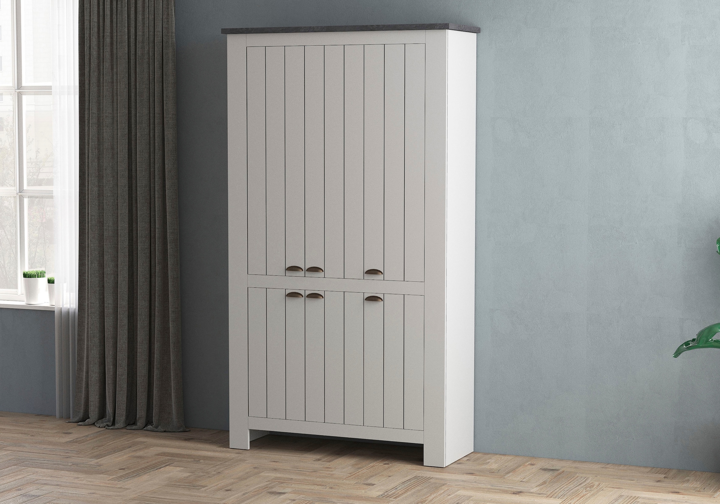 INOSIGN Schuhschrank »FIGO, Made in Italy – Schuhkommode,Schuhregal für ca. 60 Paar Schuhe«, (1 St.), 6-Türig, Siebdruck-dekorative Fräsungen, 20 Fächer, Höhe: 60 cm