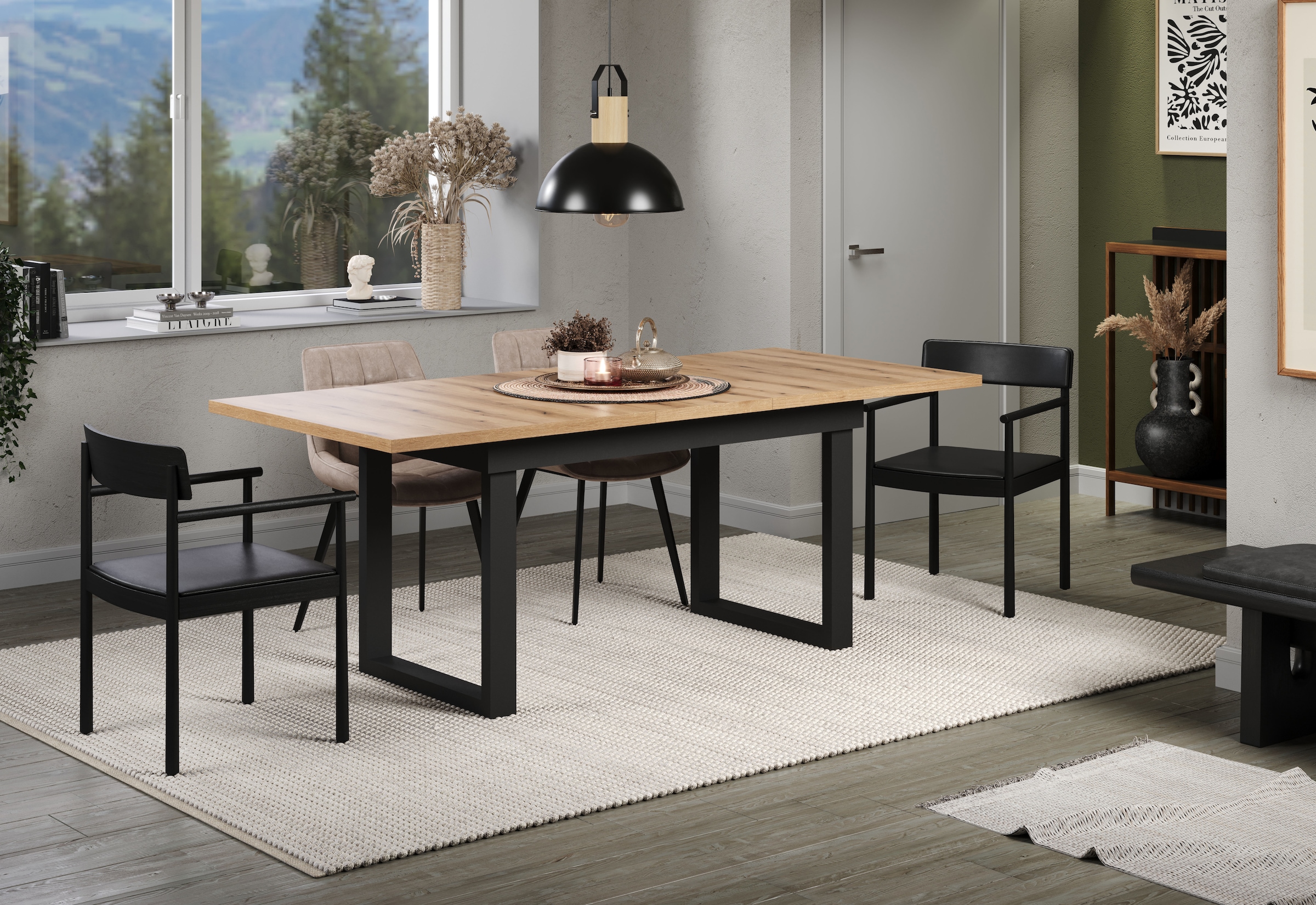 INOSIGN Esstisch »Valencia« 1 Stk. tlg. Synchroauszug; Metallkufen, ausziehbar auf 200 cm