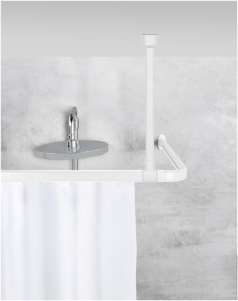 WENKO Duschstangen-Deckenhalter »Modell Era«, Deckenstütze aus Aluminium für Winkelschiene Era, 57 cm