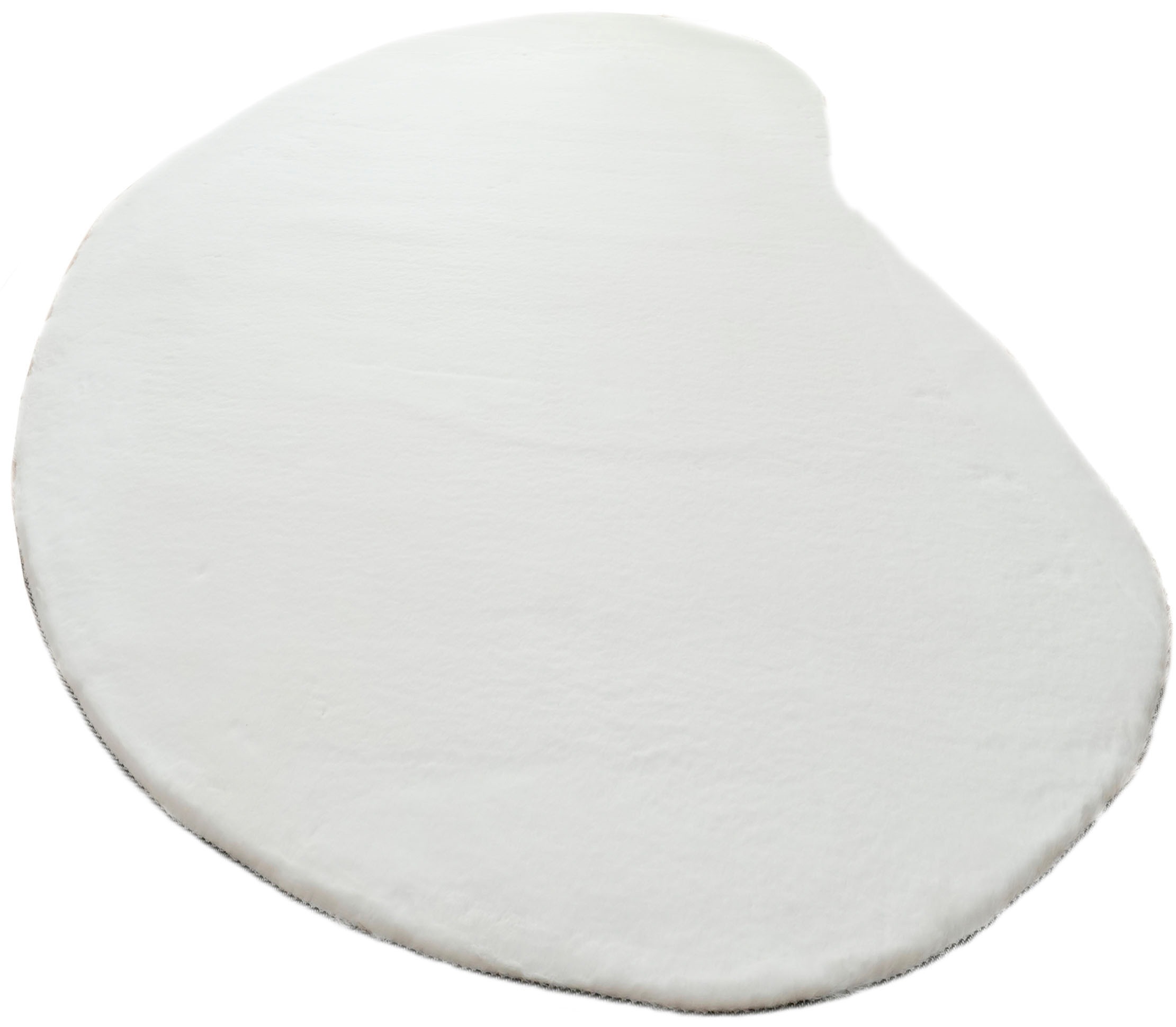 Bruno Banani Hochflor-Teppich »Rabbit 2 Bean, Kunstfell Teppich, Modern, besondere Form«, U-förmig, 25 mm Höhe, Kaninchenfell-Haptik, Microfaser, Wohnzimmer, Schlafzimmer, Esszimmer