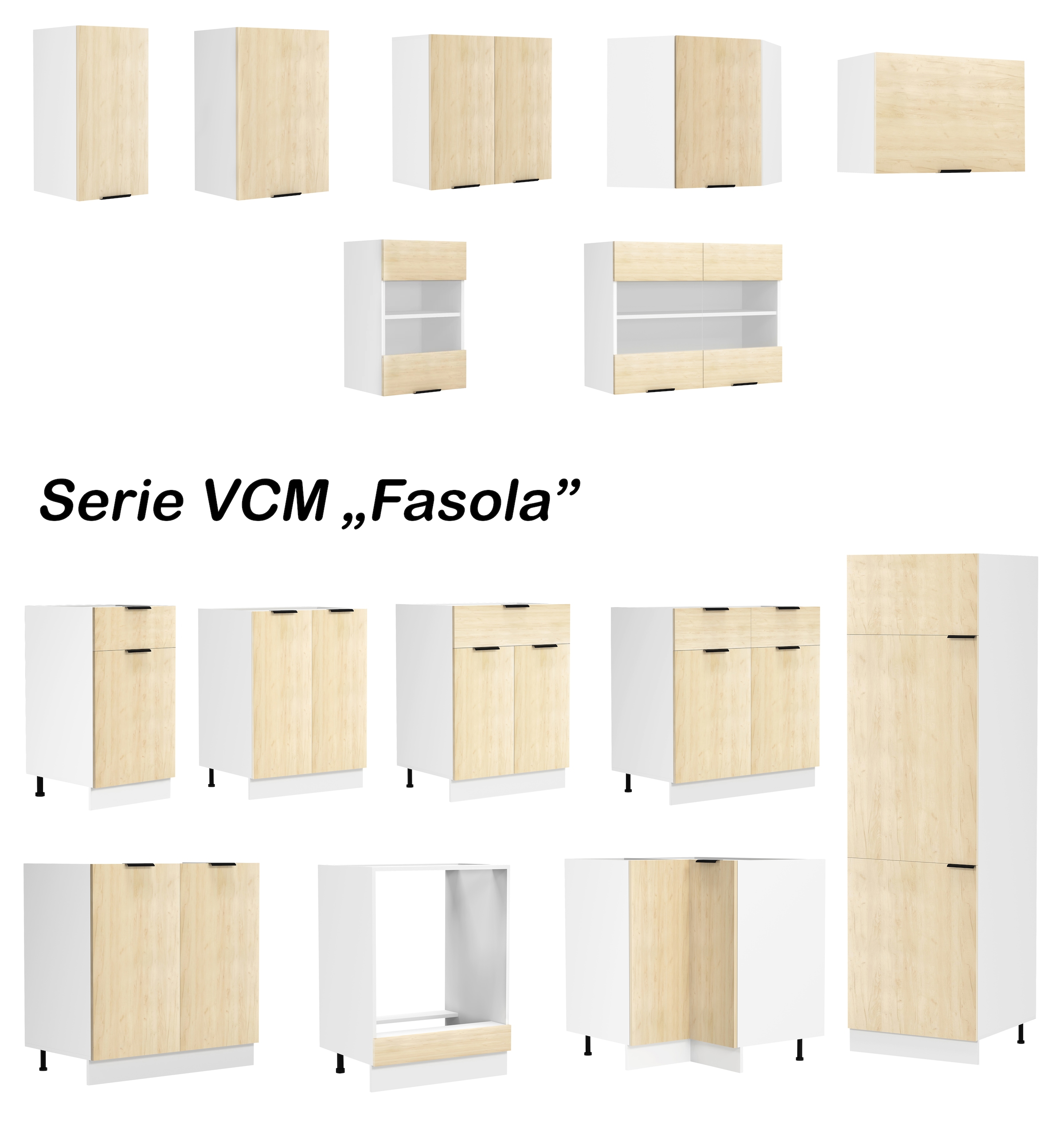 VCM Unterschrank »VCM Küchenschrank | Maße ca. H. 207 x B. 60 x T. 57 cm | Hochschrank | Küchenmöbel - Fasola«, (1 St.)