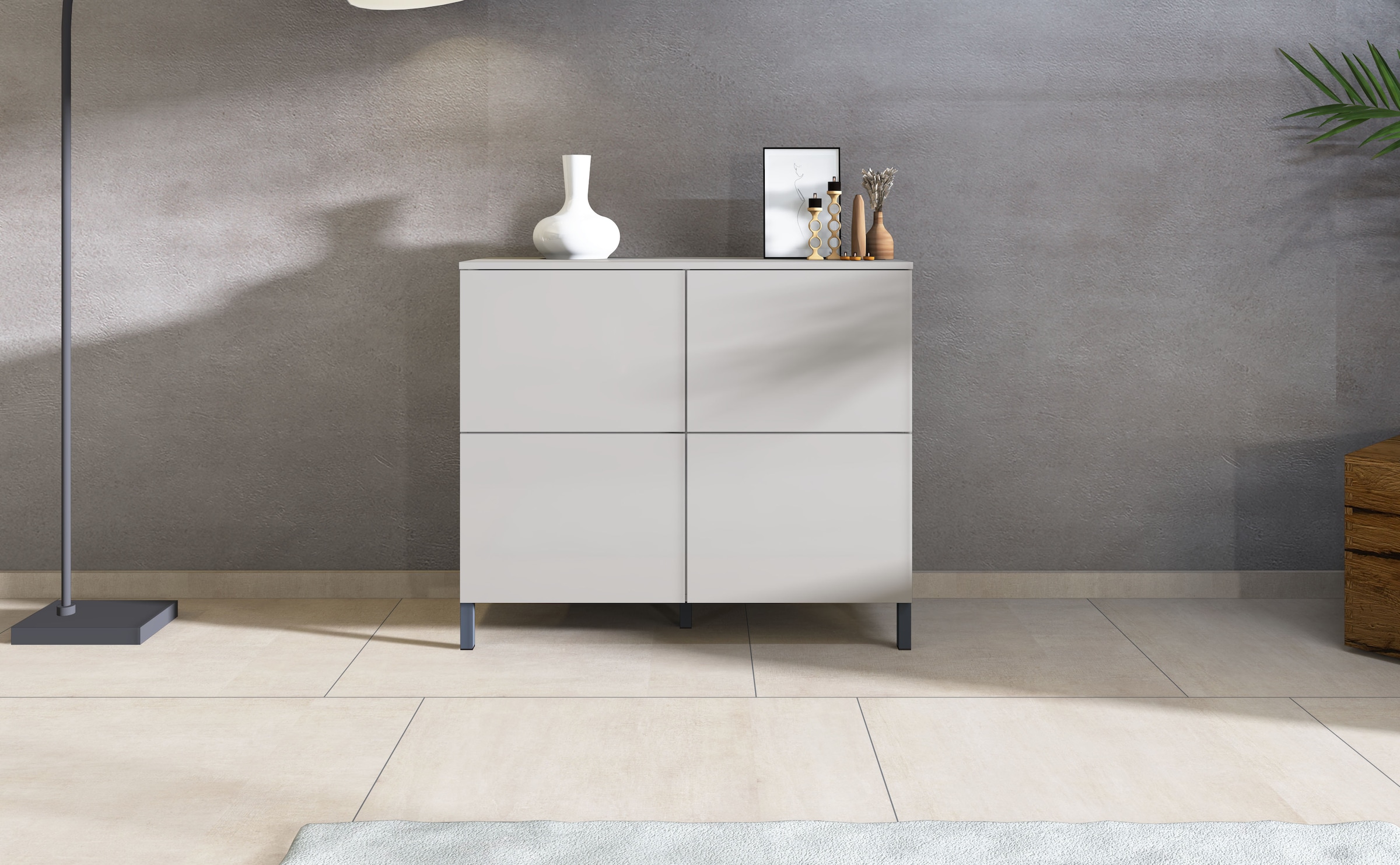 borchardt Möbel Kommode "Haama, Sideboard mit Metallfüßen, Push-to-open-Technik, Breite 93 cm" Drucköffner (Push-To-Open), höhenverstellbarer Einlegeboden