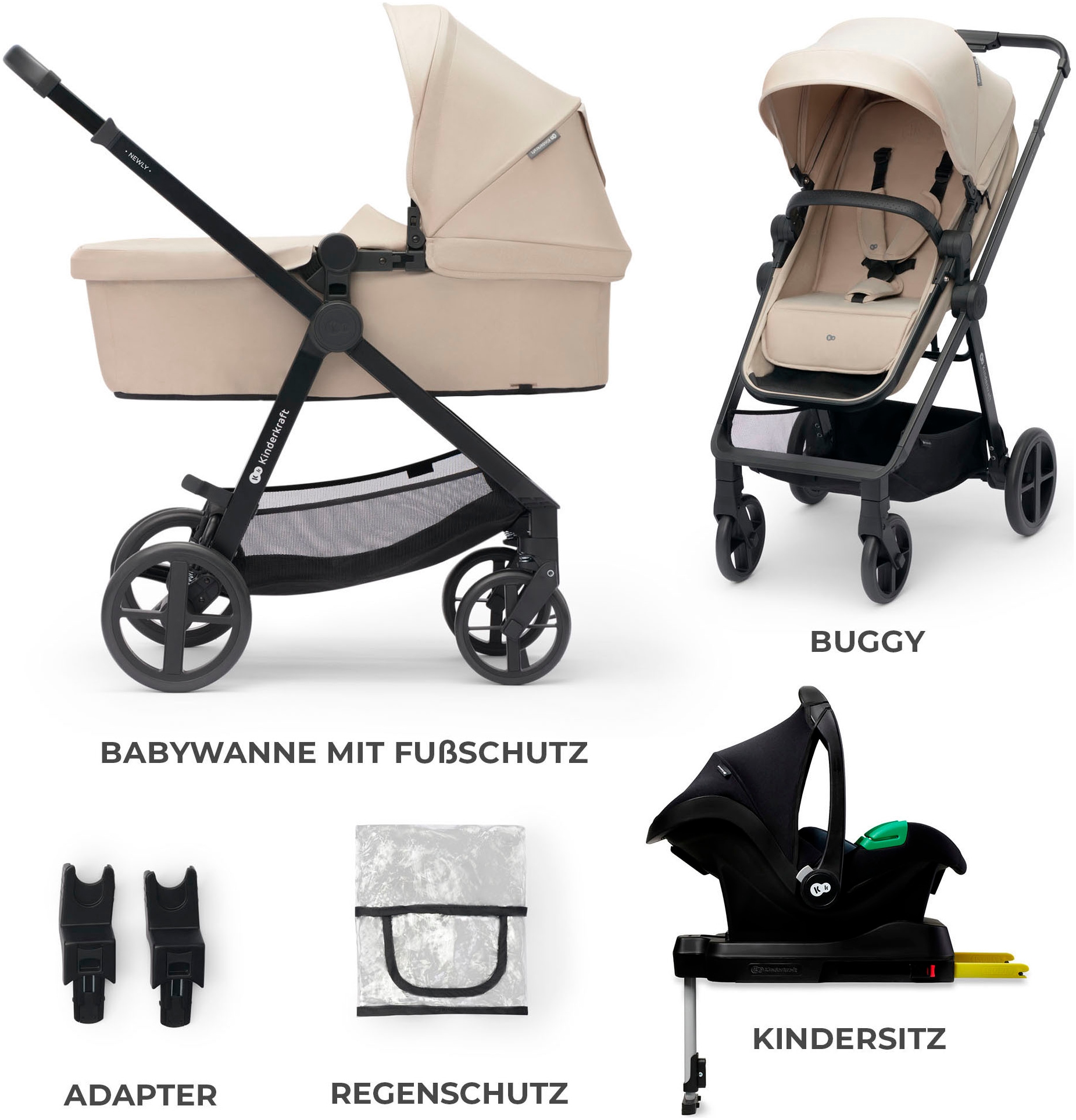 Kinderkraft Kombi-Kinderwagen »NEWLY 4IN1 MINK PRO« 22 kg