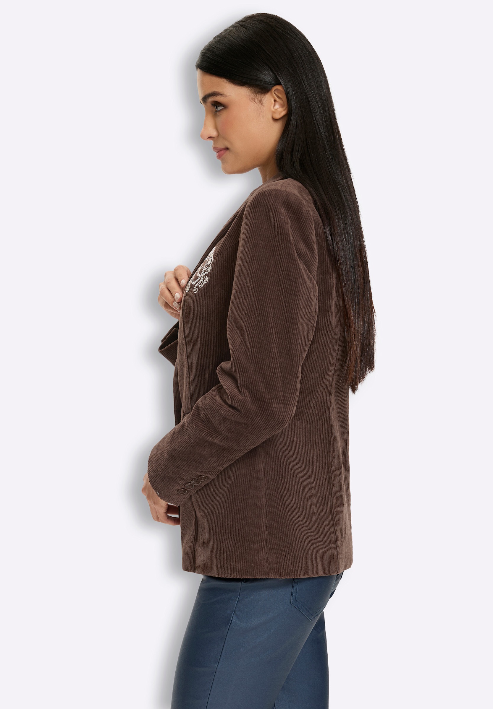 heine Blusenblazer »Cord-Blazer Cordblazer mit Logo-Stickerei«
