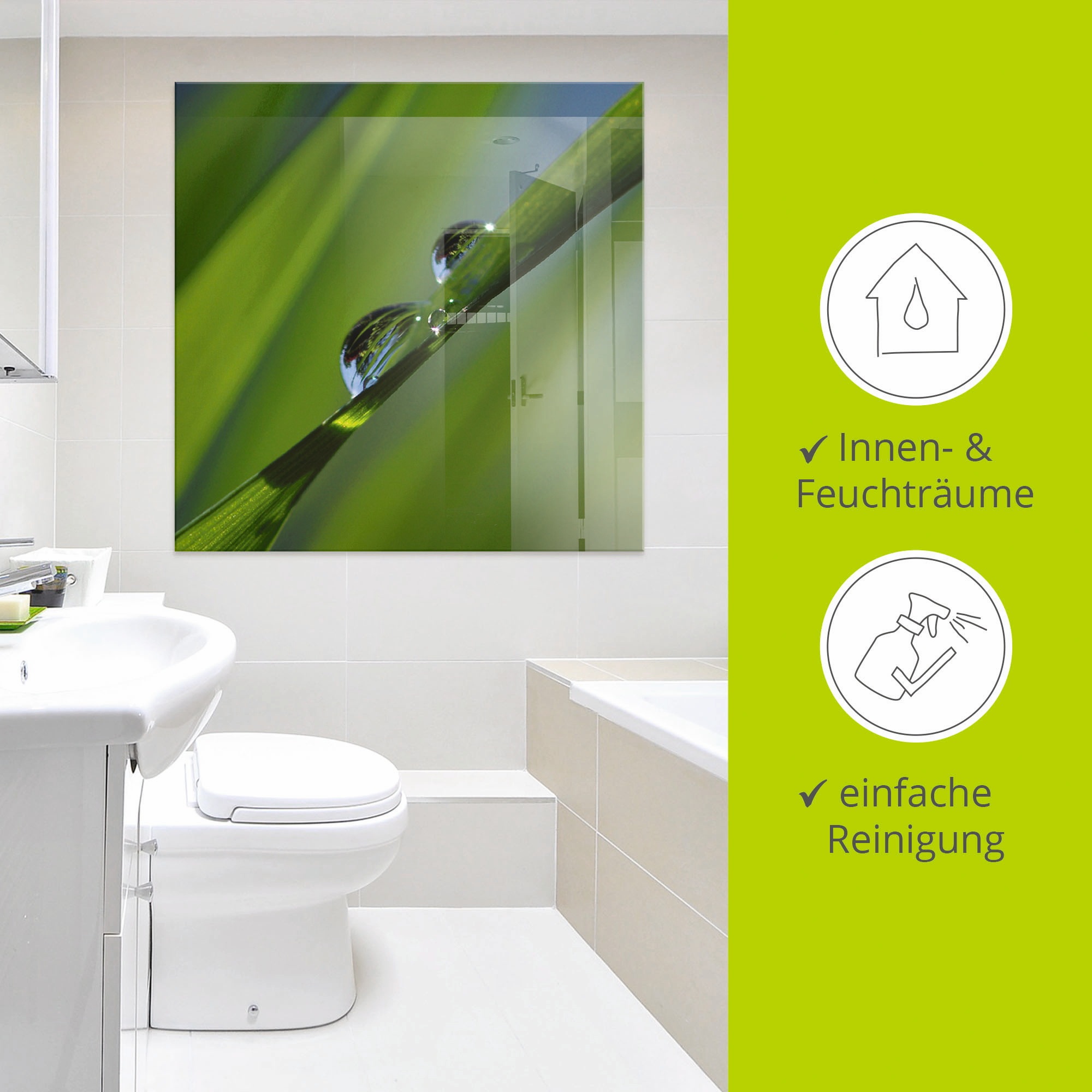 Artland Glasbild »Wassertropfen auf Grashalm« Gräser 1 Stk. tlg. in verschiedenen Größen