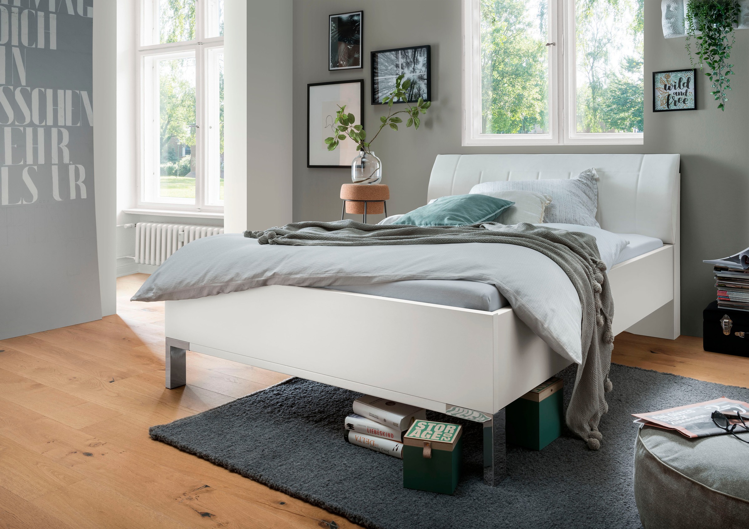 WIEMANN Futonbett »Monaco, Bettgestell, Bettrahmen, komfortables Polsterkopfteil«, (4-fache Liegehöhenverstellung, MADE IN GERMANY), Polsterkopfteil aus Kunstleder, verschiedene Größen, in Komforthöhe