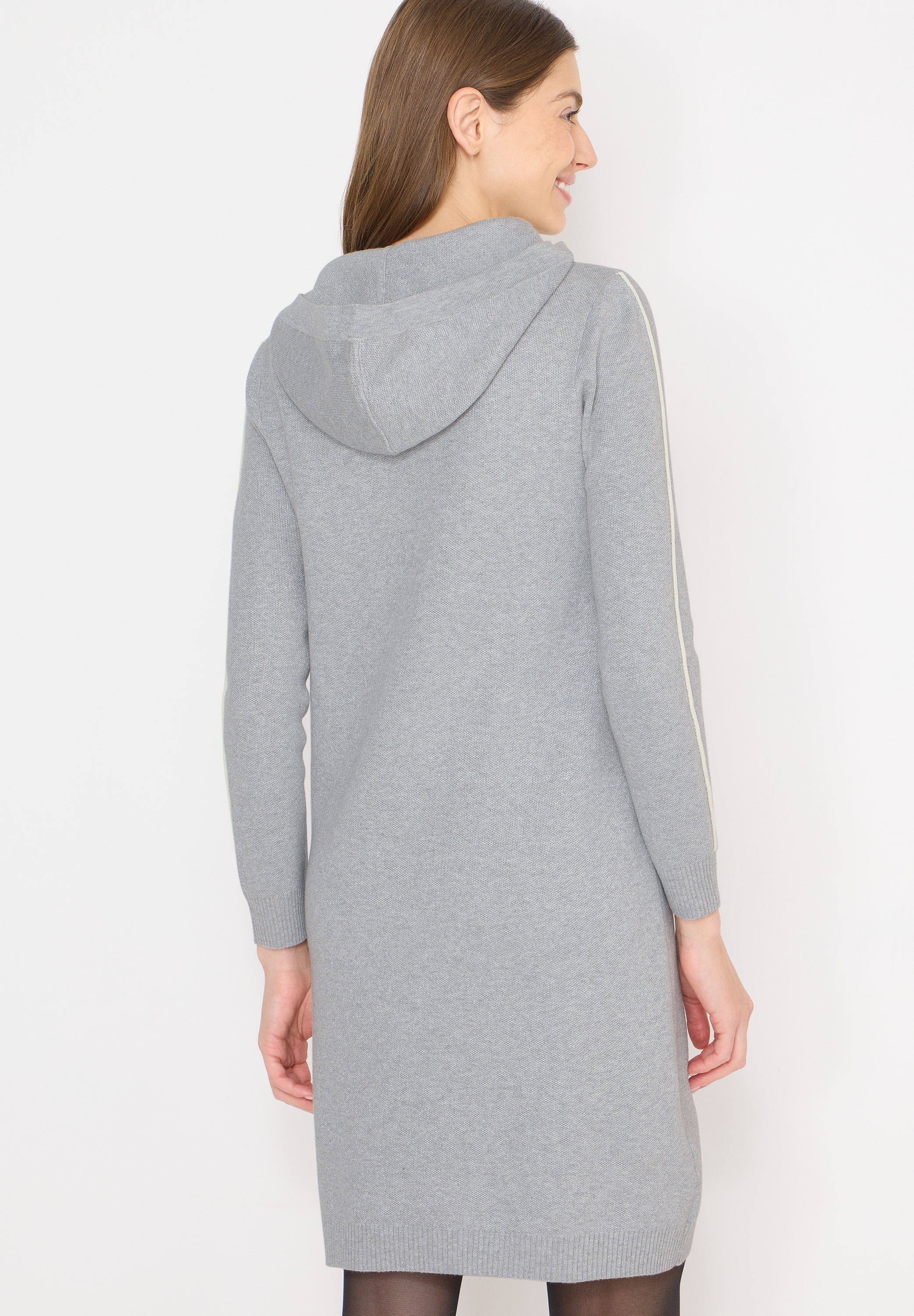Cecil Strickkleid Ohne Taschen Glitzerkleid - Langarm mit Gallonstreifen und Kapuze
