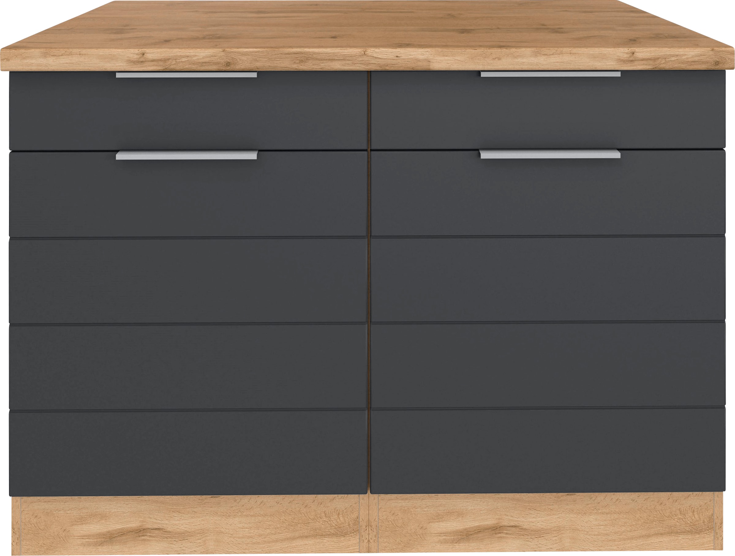 KOCHSTATION Unterschrank »KS-Luhe« 120 cm breit, für viel Stauraum, MDF-Fronten mit waagerechter Lisene