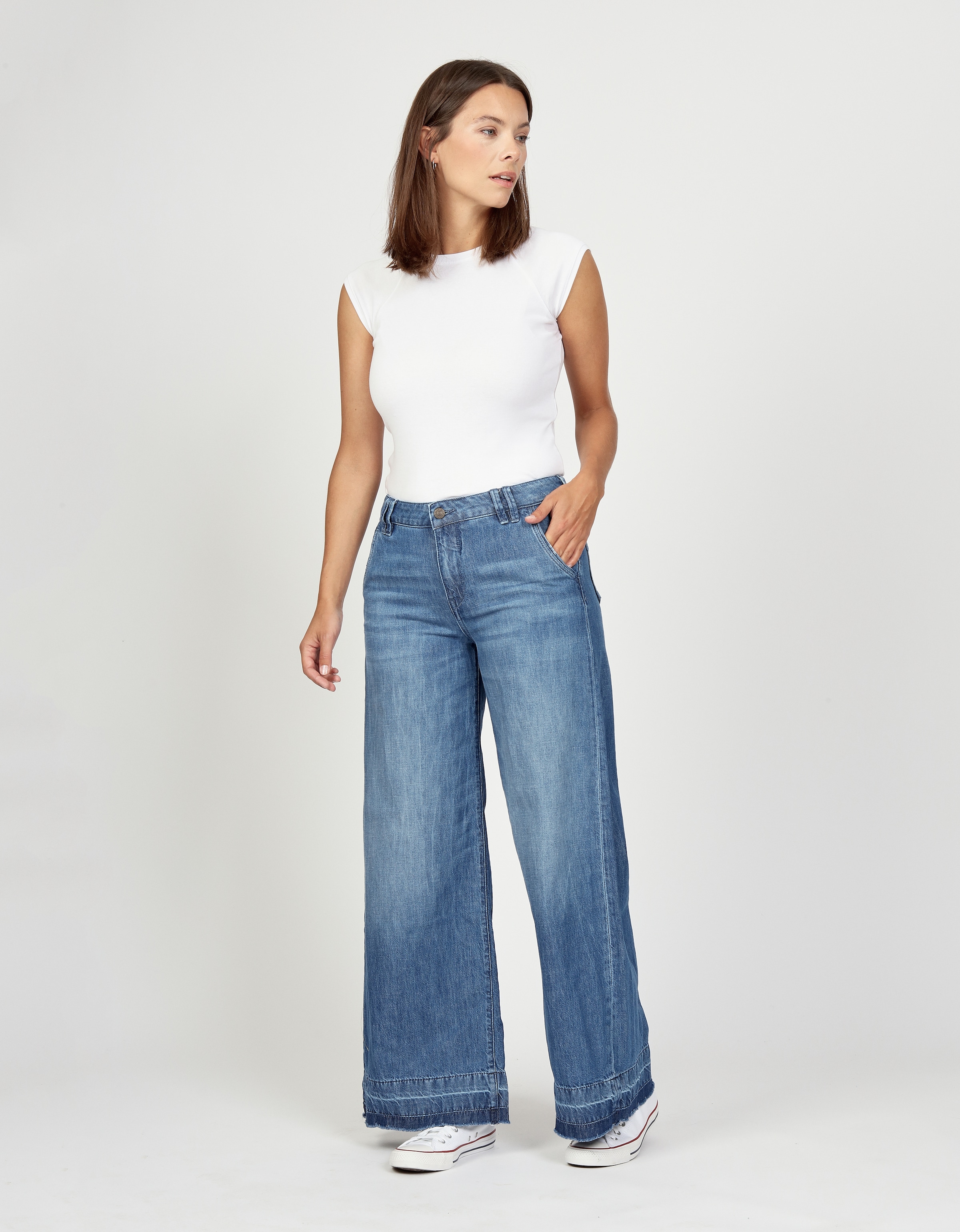 GANG Weite Jeans »94MONA«, mit weitem Bein und offenen Saumabschluss