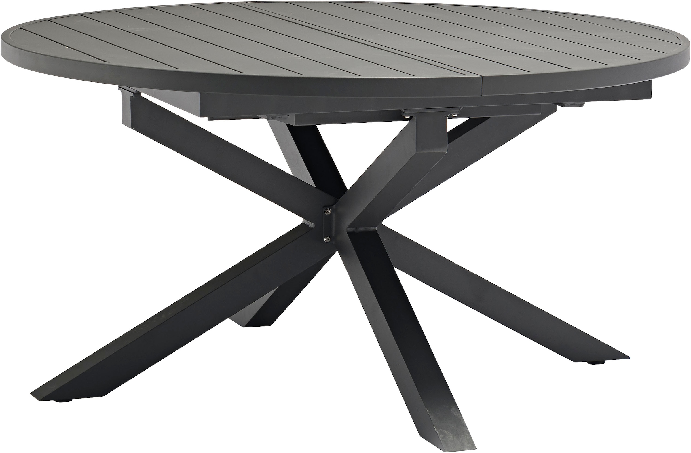 Destiny Garten-Essgruppe »GARDA HL ARONA«, (Set, 5 tlg., 1 Ausziehtisch, 4 Hochlehner verstellbar), (Set, 9-tlg., 4 Hochlehner, 1 Ausziehtisch Ø 120/170x75cm) Aluminium