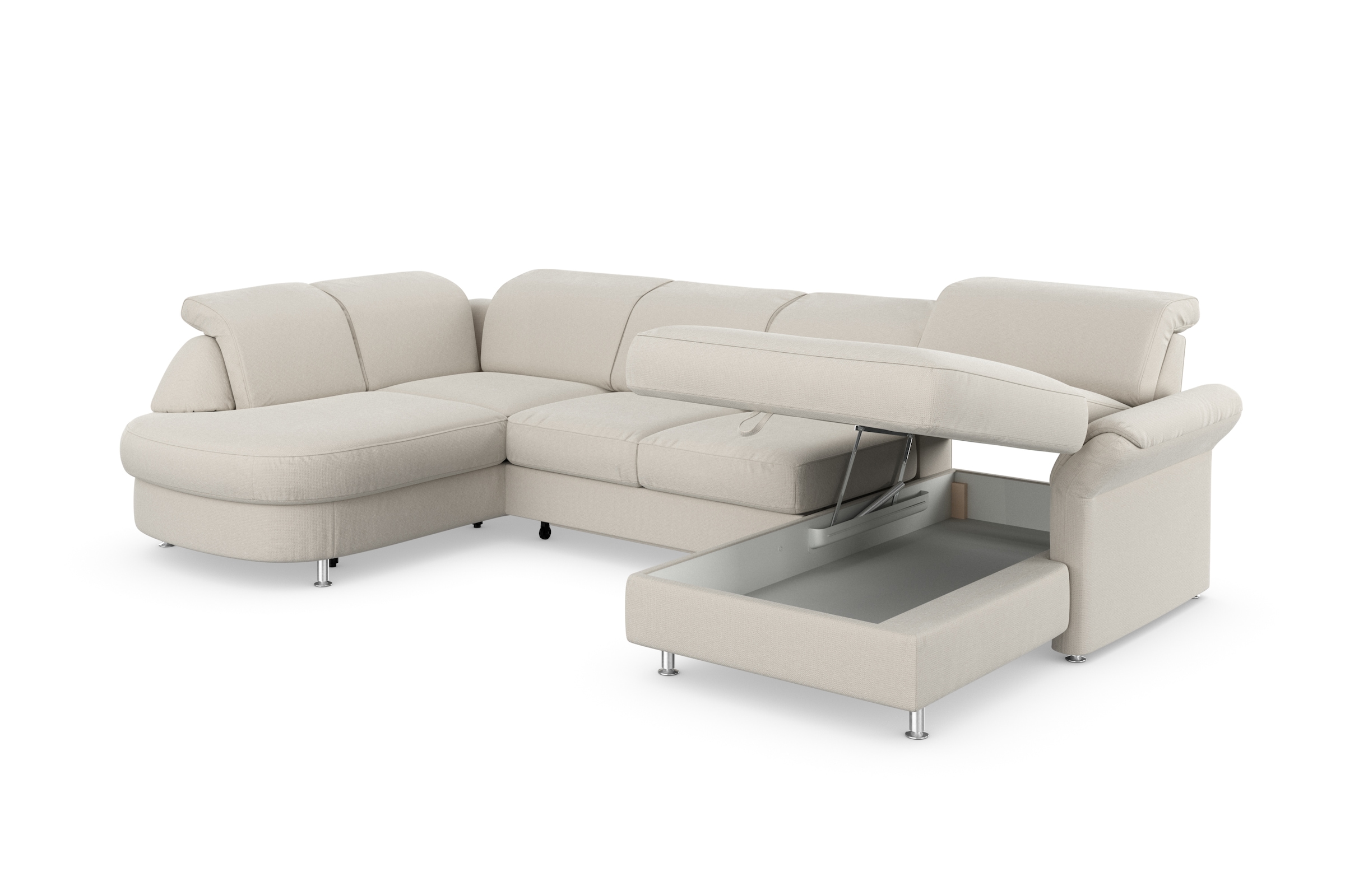 sit&more Wohnlandschaft »Apulia U-Form«, wahlweise Bettfunktion, Bettkasten und Kopf- und Armteilverstellung