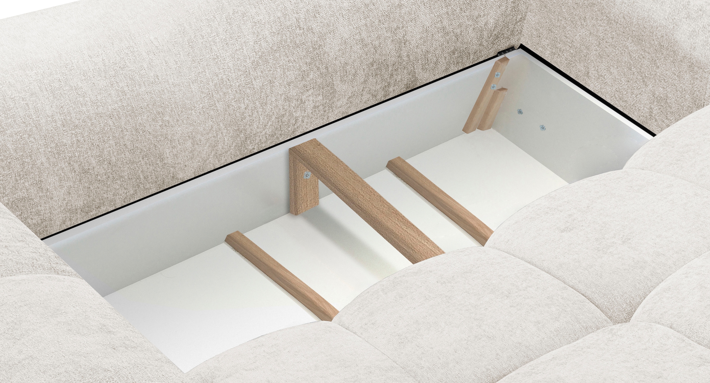 exxpo - sofa fashion 3-Sitzer »Alessano, 254 cm breit, modern & gemütlich« Verlässliche Qualität, inkl.Bettfunktion, Bettkasten, 2x Plaidskissen