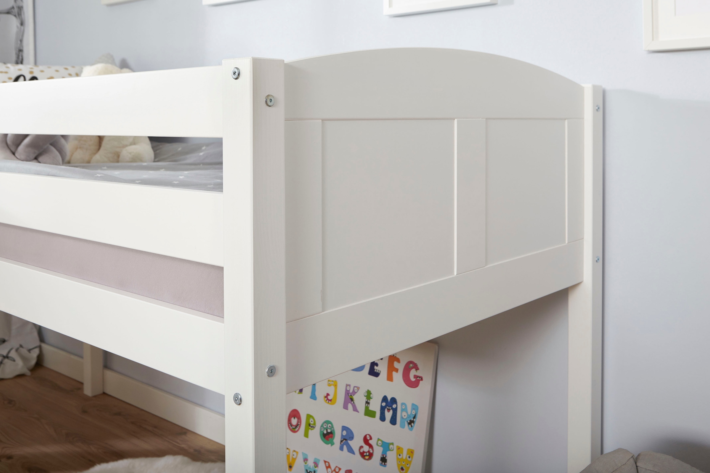 Ticaa Hochbett »Ekki«, mit Rollrost und Textil-Set, Kiefer