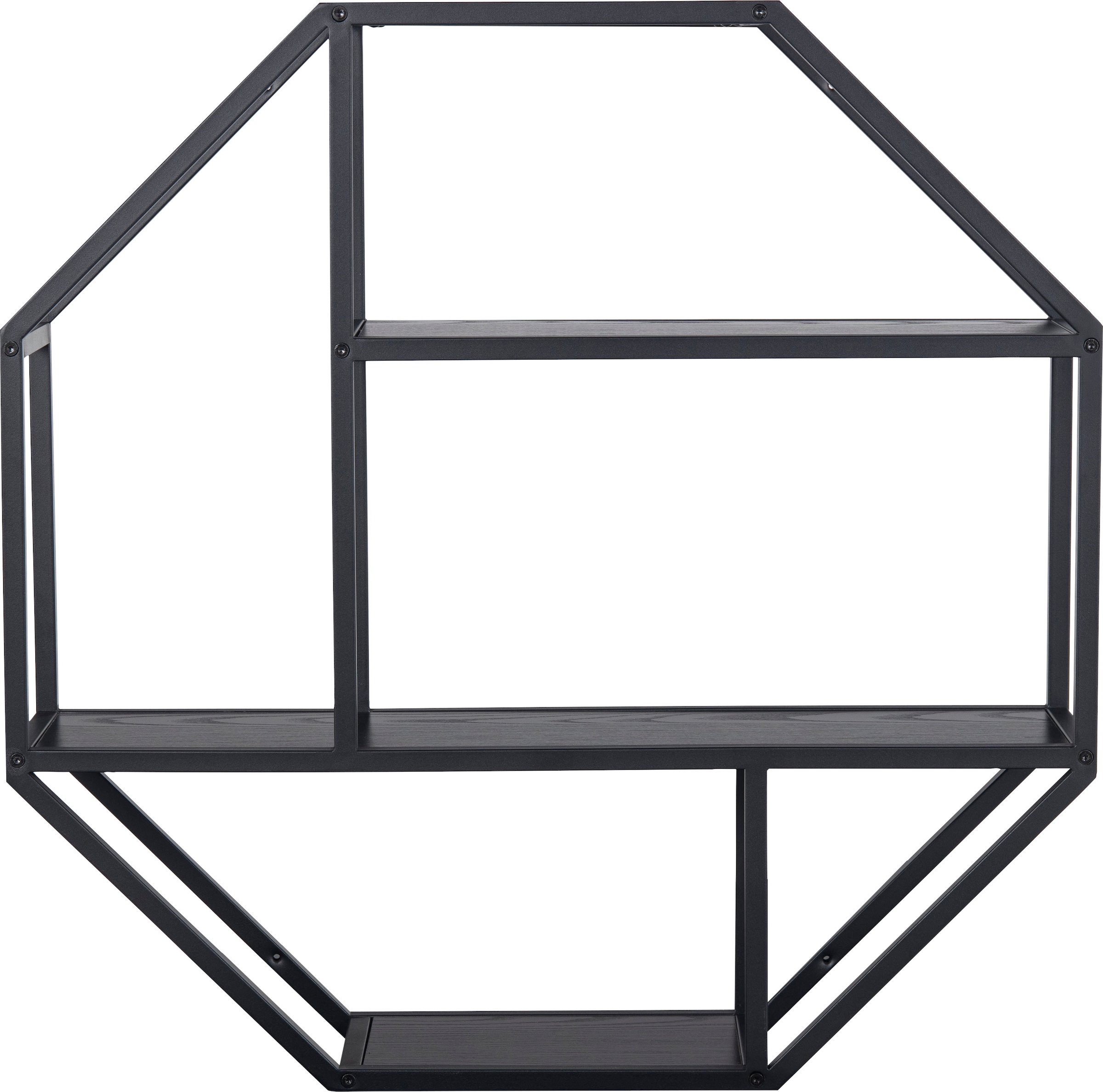 ACTONA GROUP Wandregal, Metallgestell, 2 Einlegeböden, Achteckform und asymmetrischen Details