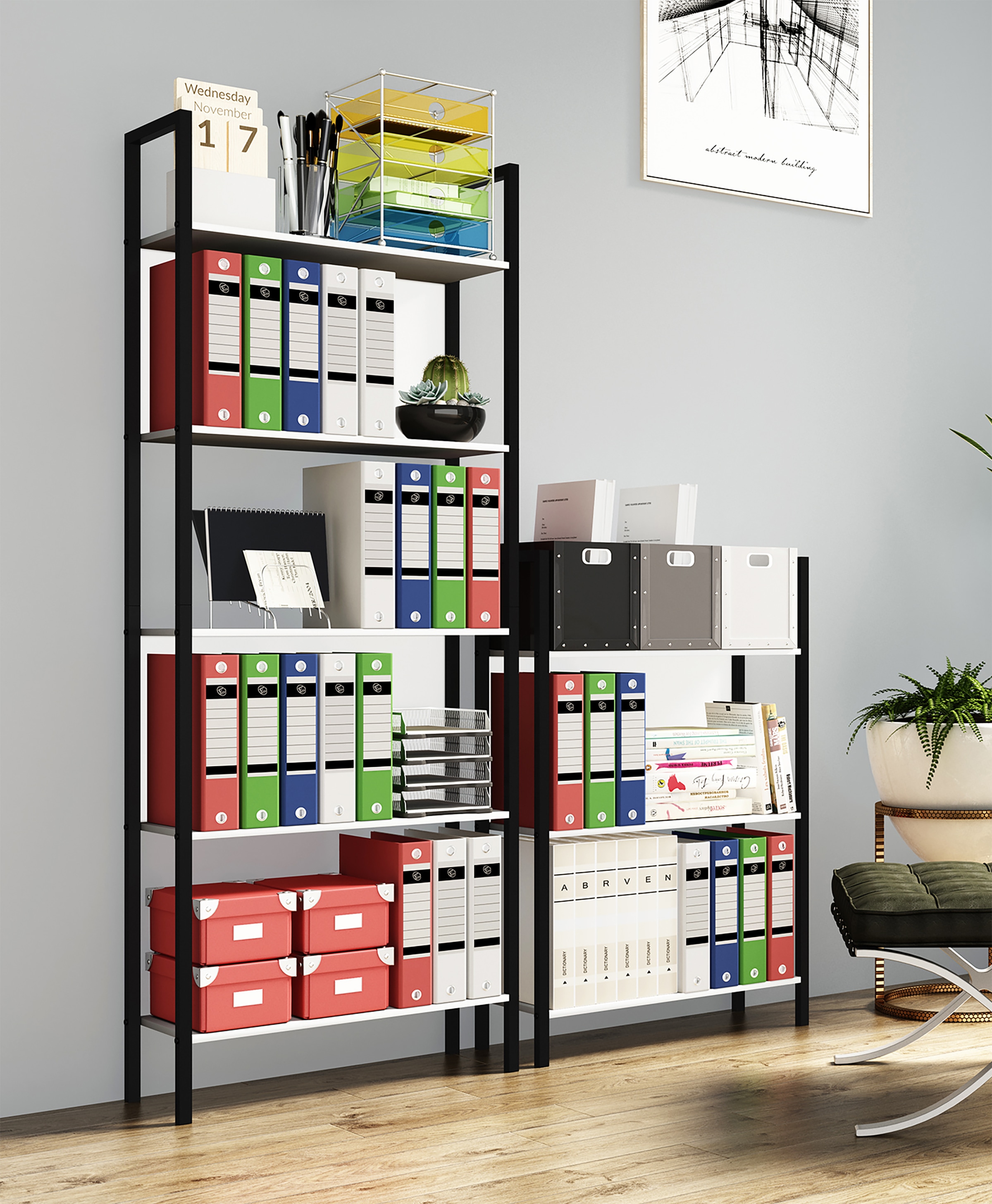 VCM Bücherregal »Holz Metall Stand Regal Büro Bücher Flakos 5fach«