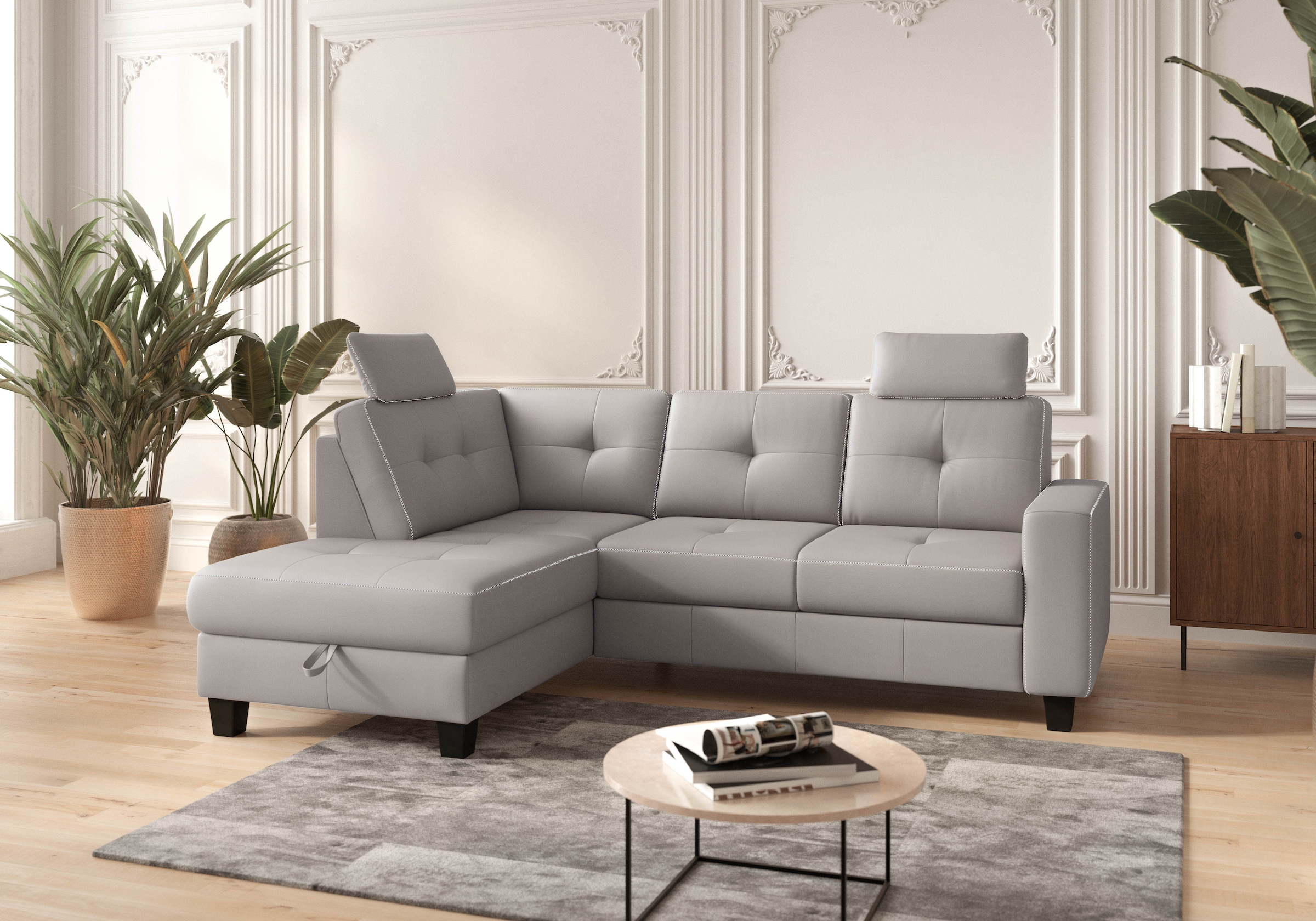 Places of Style Ecksofa »Varese«, wahlweise mit Bettfunktion und Bettkasten