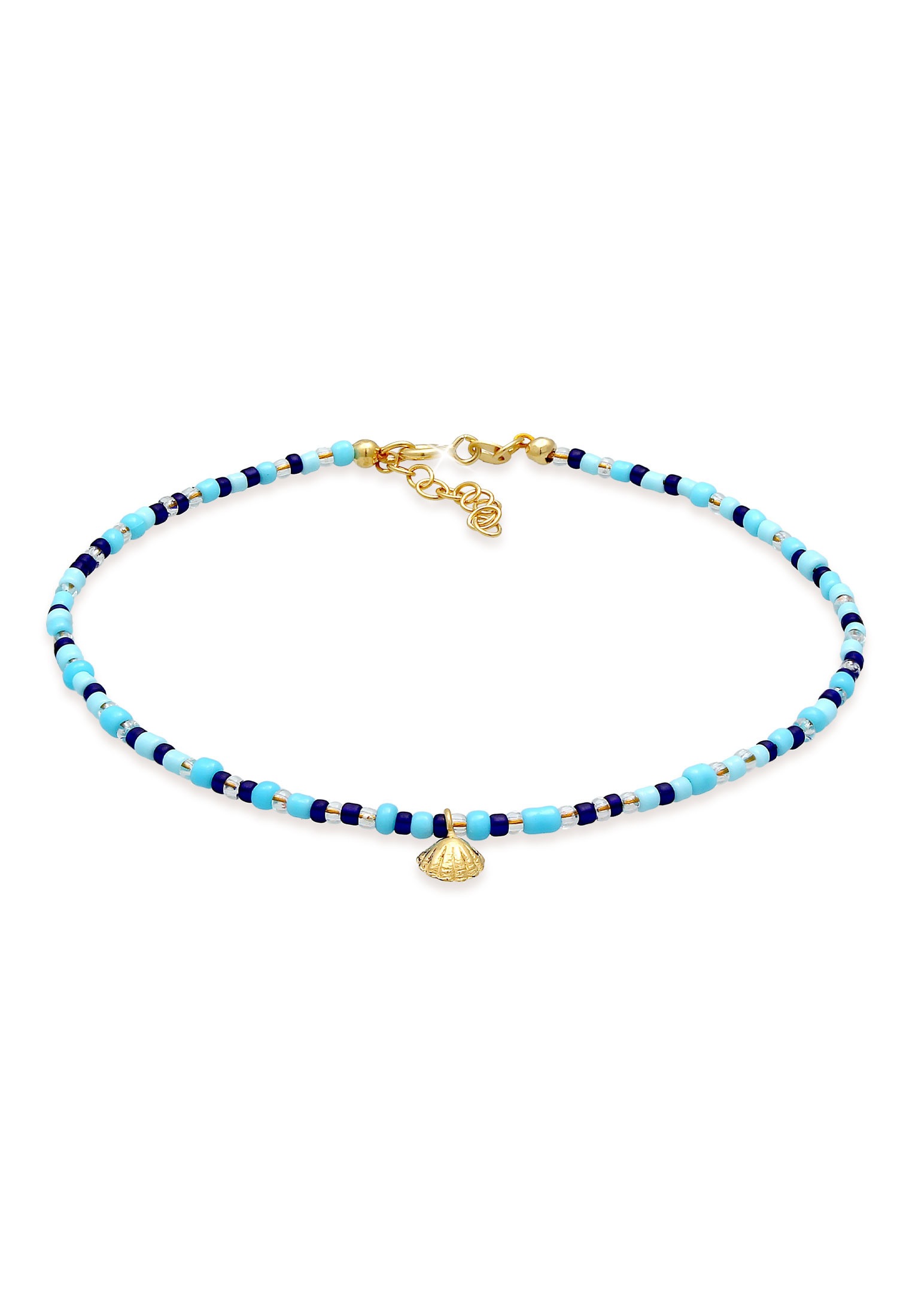 Elli Fußkette »Fußschmuck Muschel Glas Kugeln Bunt Sommer Beach 925 Silber«