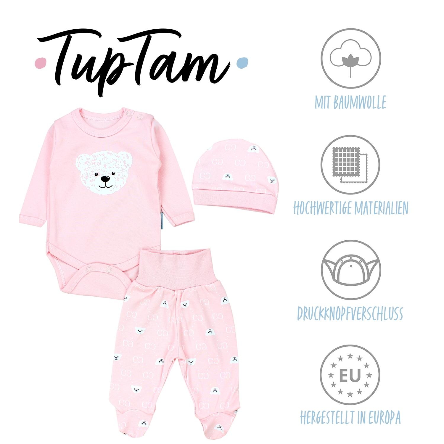 TupTam Langarmbody »Set Baby Bekleidungsset Langarmbody Hose Mütze3 teilig«