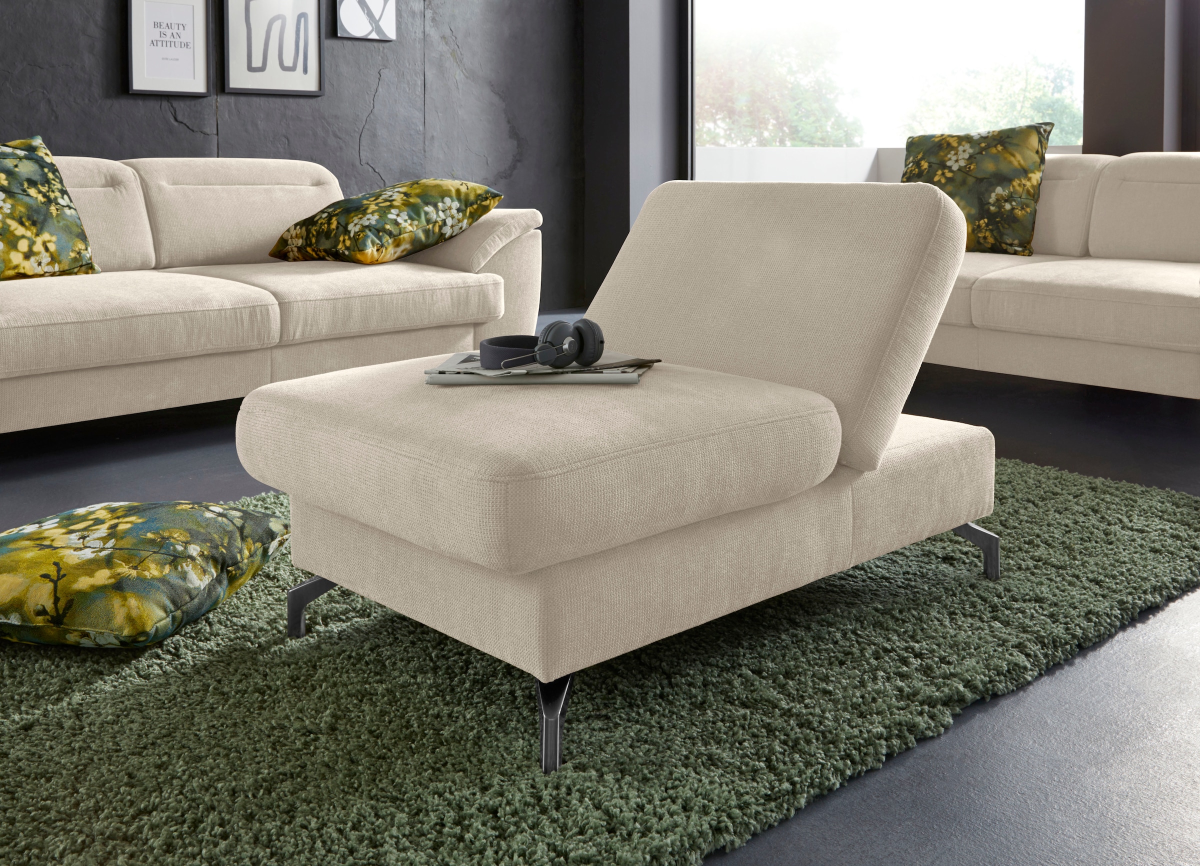 sit&more Hocker »Percy«, Fußhöhe 15cm, mit Klappfunktion, wahlweise in 2 Fußfarben