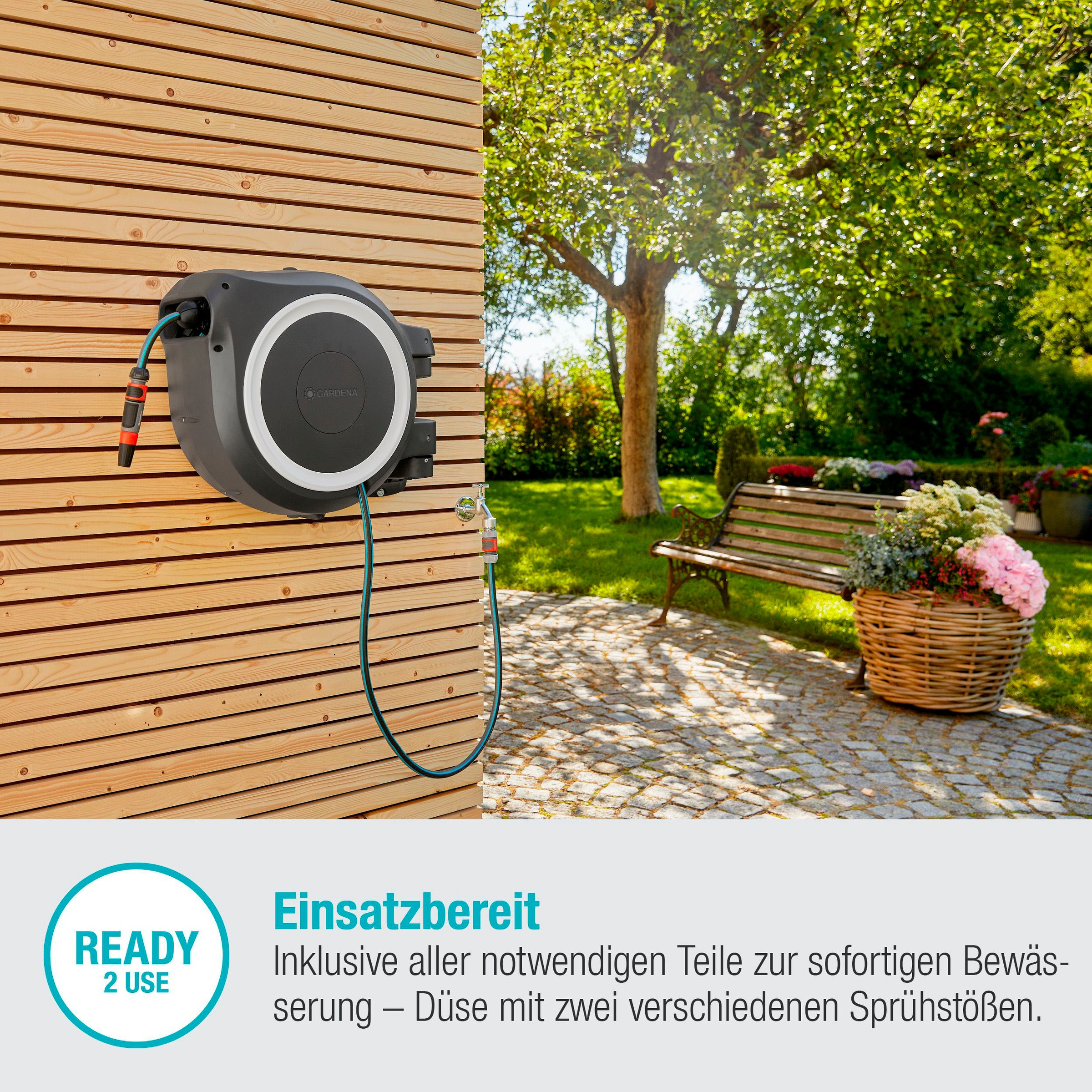 GARDENA Wandschlauchbox »RollUp M/L, 18622-20«, mit 25 Meter Schlauch