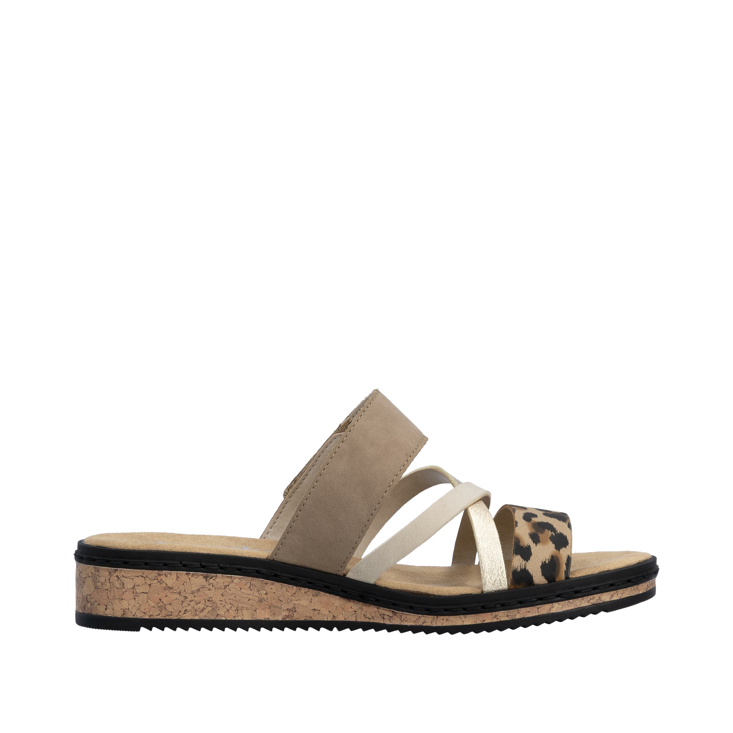 Rieker Pantolette  Keilabsatz, Sommerschuh, Schlappen mit Klettriemchen