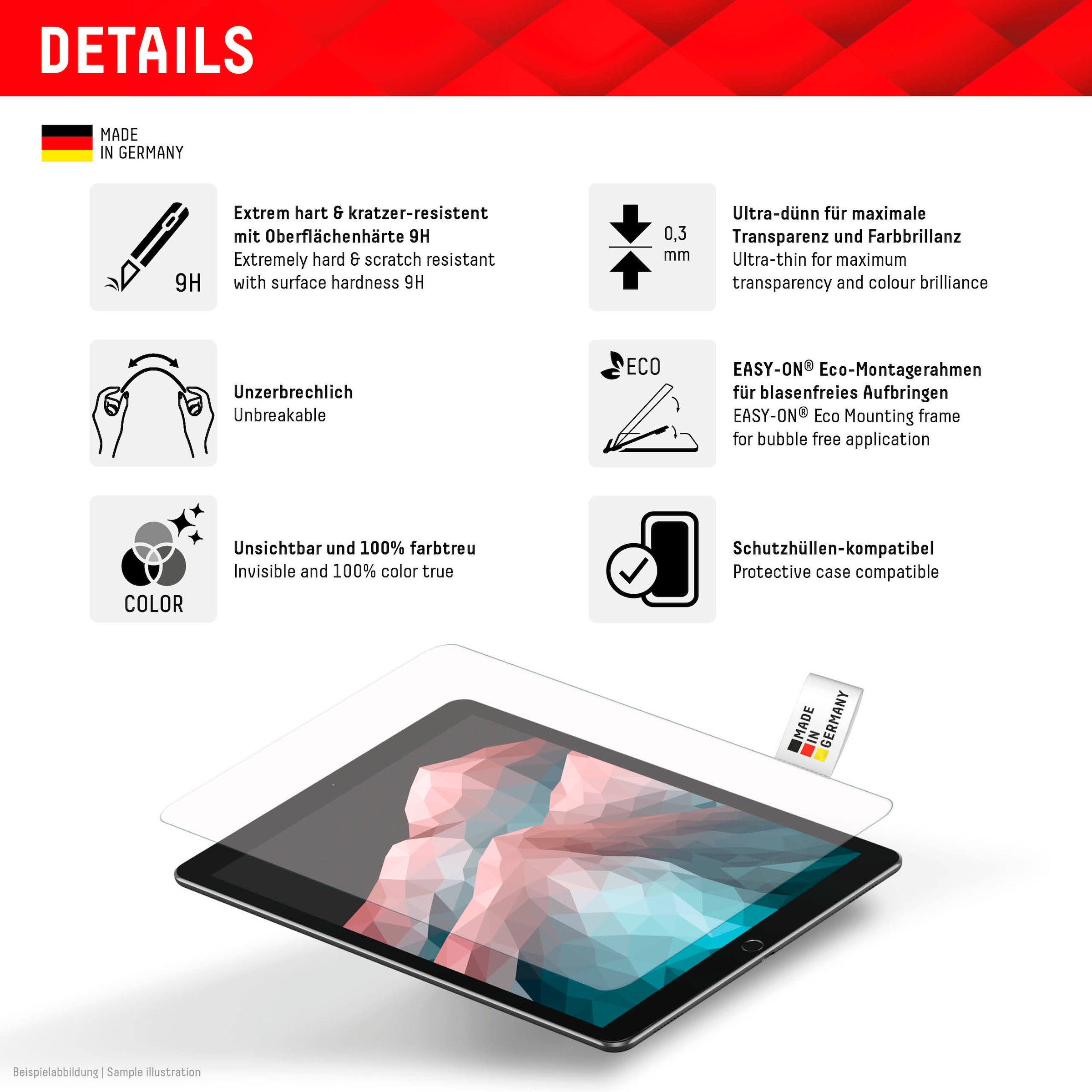 Displex Displayschutzfolie »Tablet Glass«, für Samsung Galaxy Tab S7-Samsung Galaxy Tab S8-Samsung Galaxy Tab S9-Samsung Galaxy Tab S9 FE