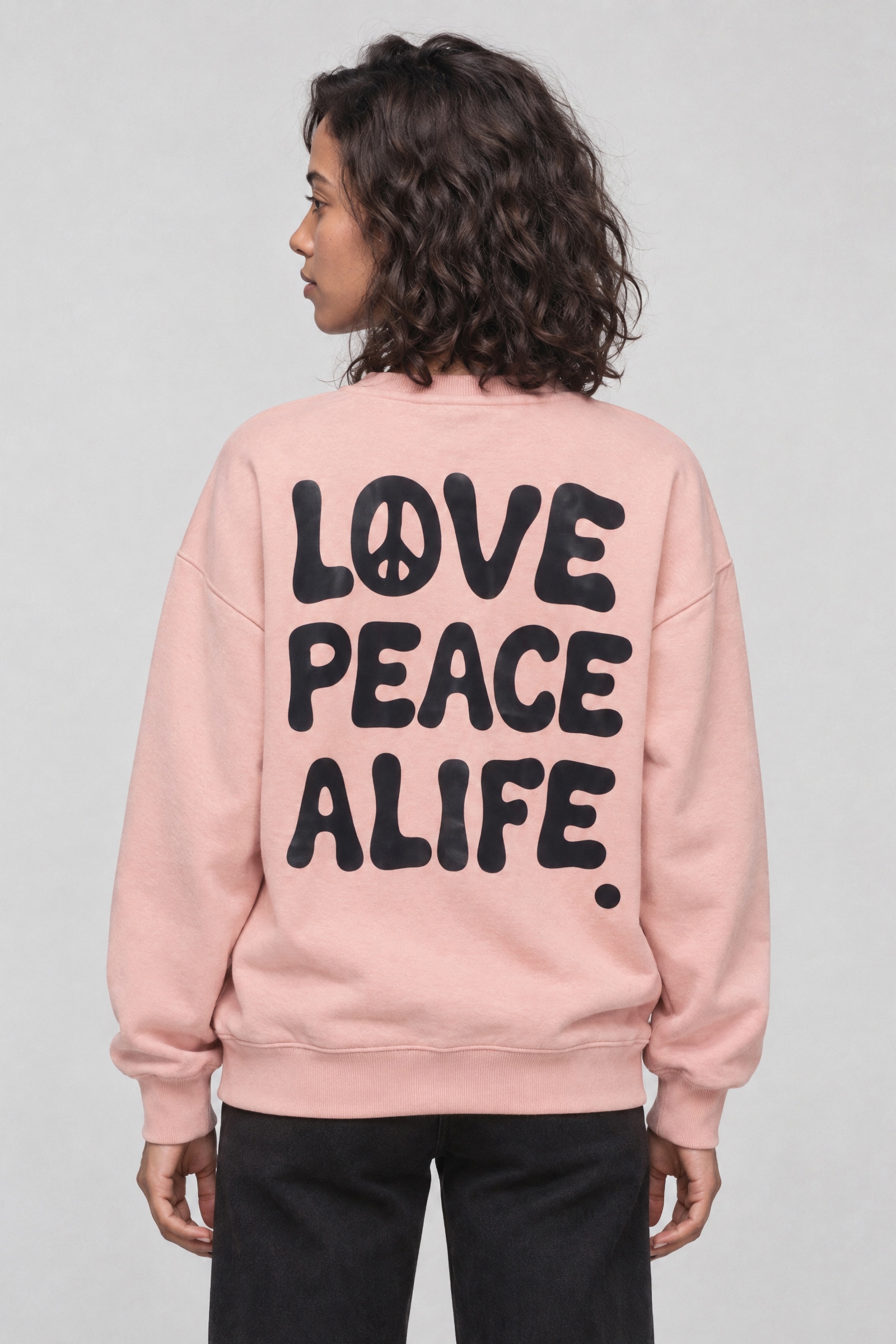 Alife & Kickin Sweatshirt , Peace-Zeichen im Rückenprint, Rippbündchen, Relaxed Fit
