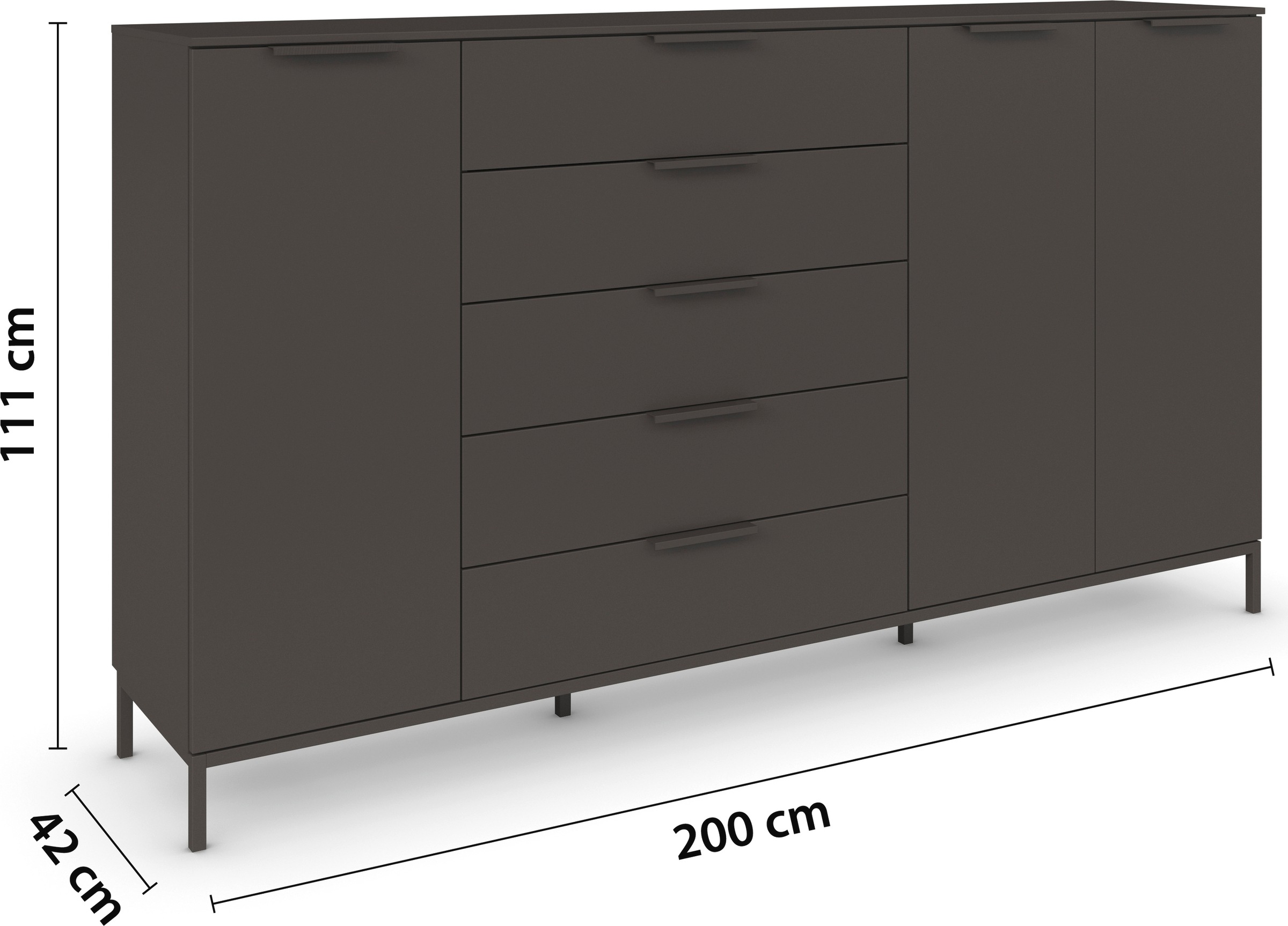 rauch Kombikommode »Kommode Türkommode Sideboard Kombikommode FLIPP« Breite 200 cm mit 4 Einlegeböden,  3-türig mit  5 Schubladen und Soft-Close-Funktion