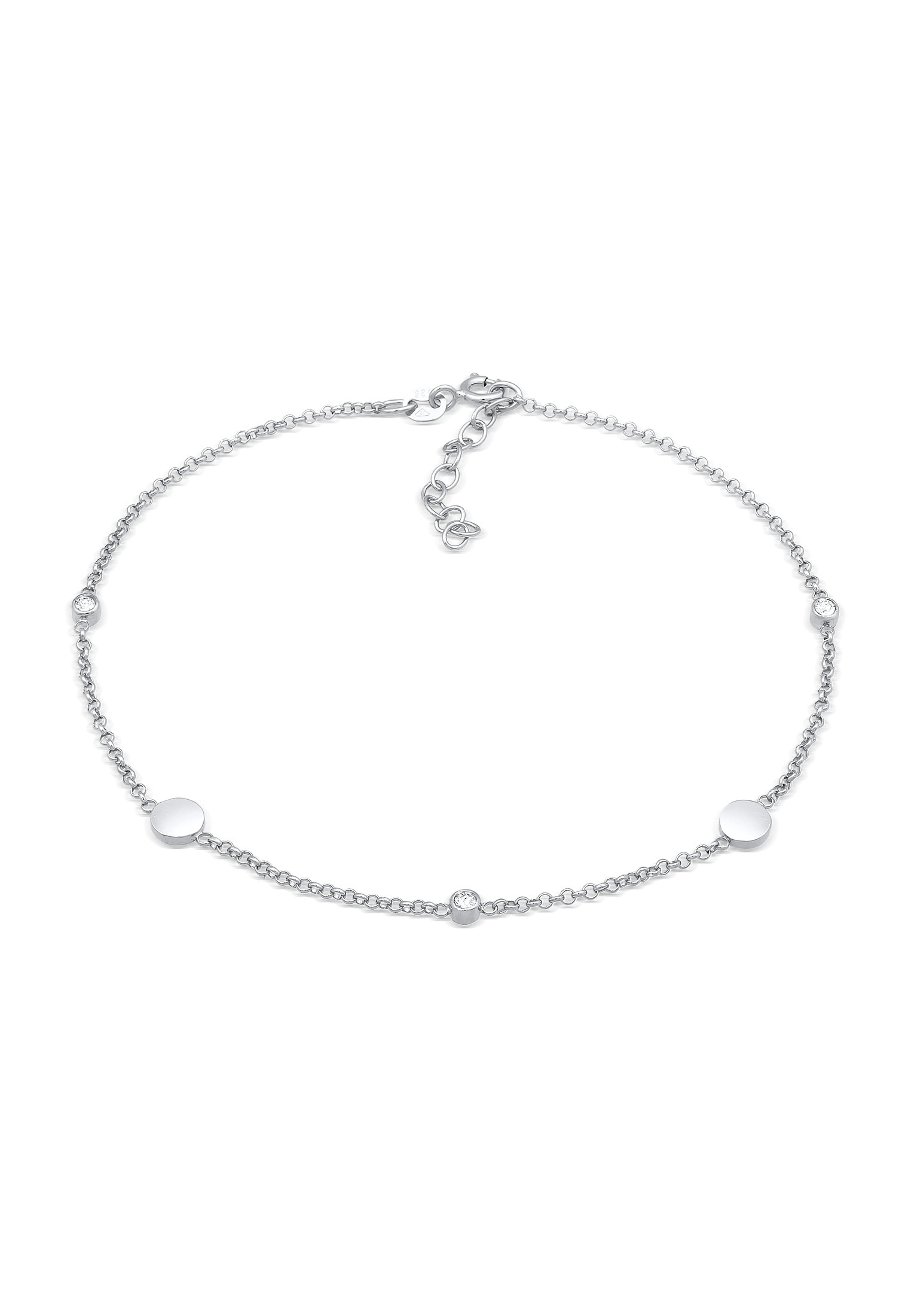 Elli Fußkette »Fußschmuck Plättchen Basic 925 Silber, mit Kristallen von Swarovski®«