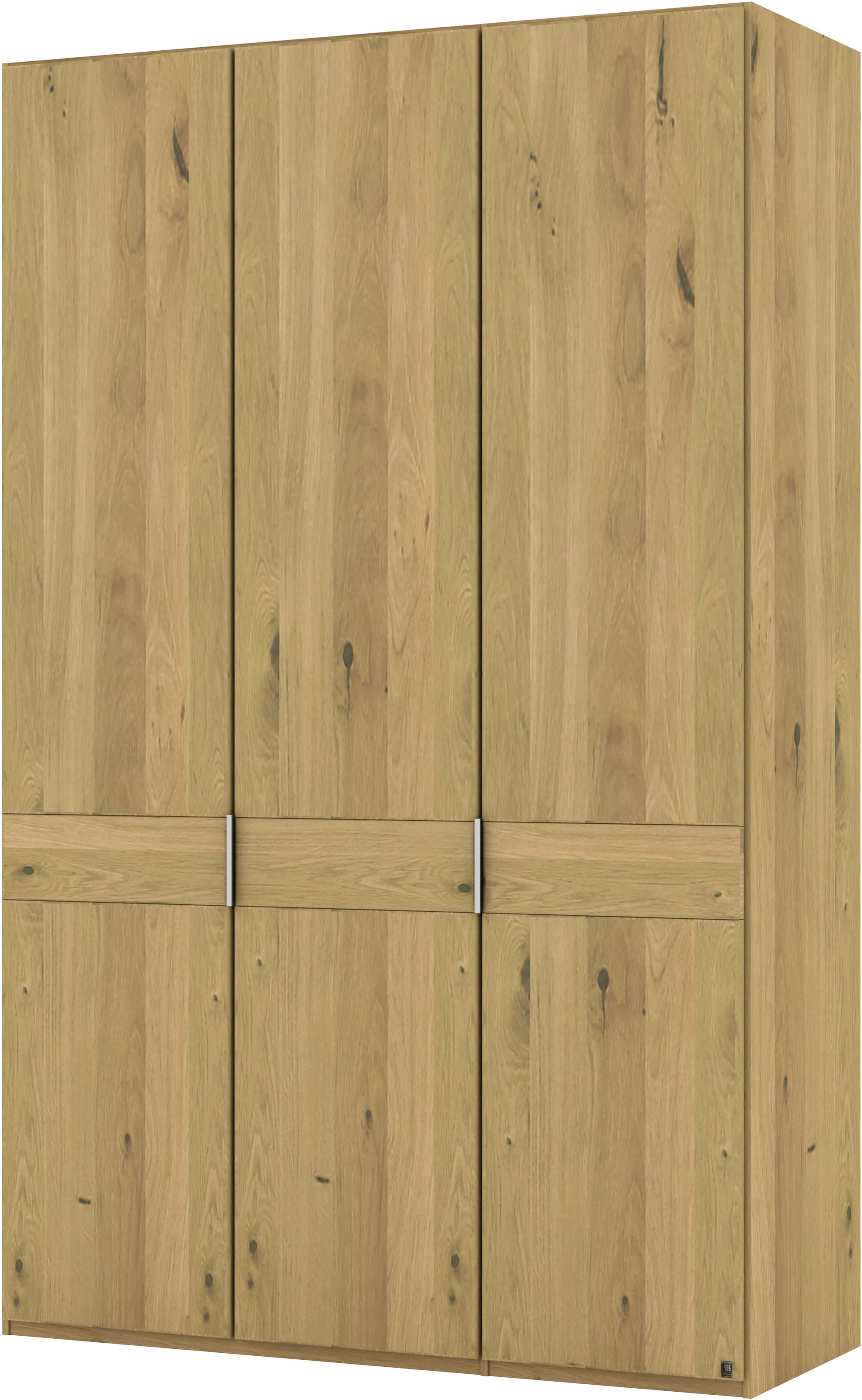 Musterring Drehtürenschrank »Savona, Kleiderschrank, Schrank, Garderobe, teilmassiv Eiche«, (mit Türdämpfern, in 5 Breiten & 2 Höhen, extra Böden, MADE IN GERMANY), Türen in Bianco-Eiche massiv, mit Querriegel, verschiedene Größen