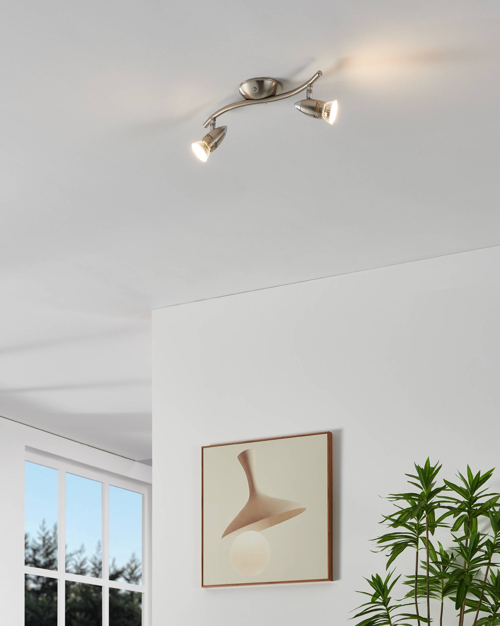 EGLO Deckenleuchte »Magnum-LED Deckenlampe, Deckenstrahler, Wohnzimmerlampe, Metall, GU10« GU10 1 Stk. Warmweiß Spot - L33 x B10,5 cm - nickel-matt, chrom - 2X2,8W inkl.