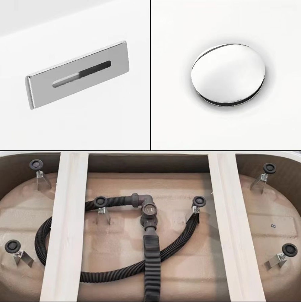 OTTO home Badewanne »Sines« Höhe 59 cm mit Ablaufstöpsel | verstellbare Füße | Überlauf wandanliegend, aus hochwertigem Sanitäracryl, mit Pop Up Ventil