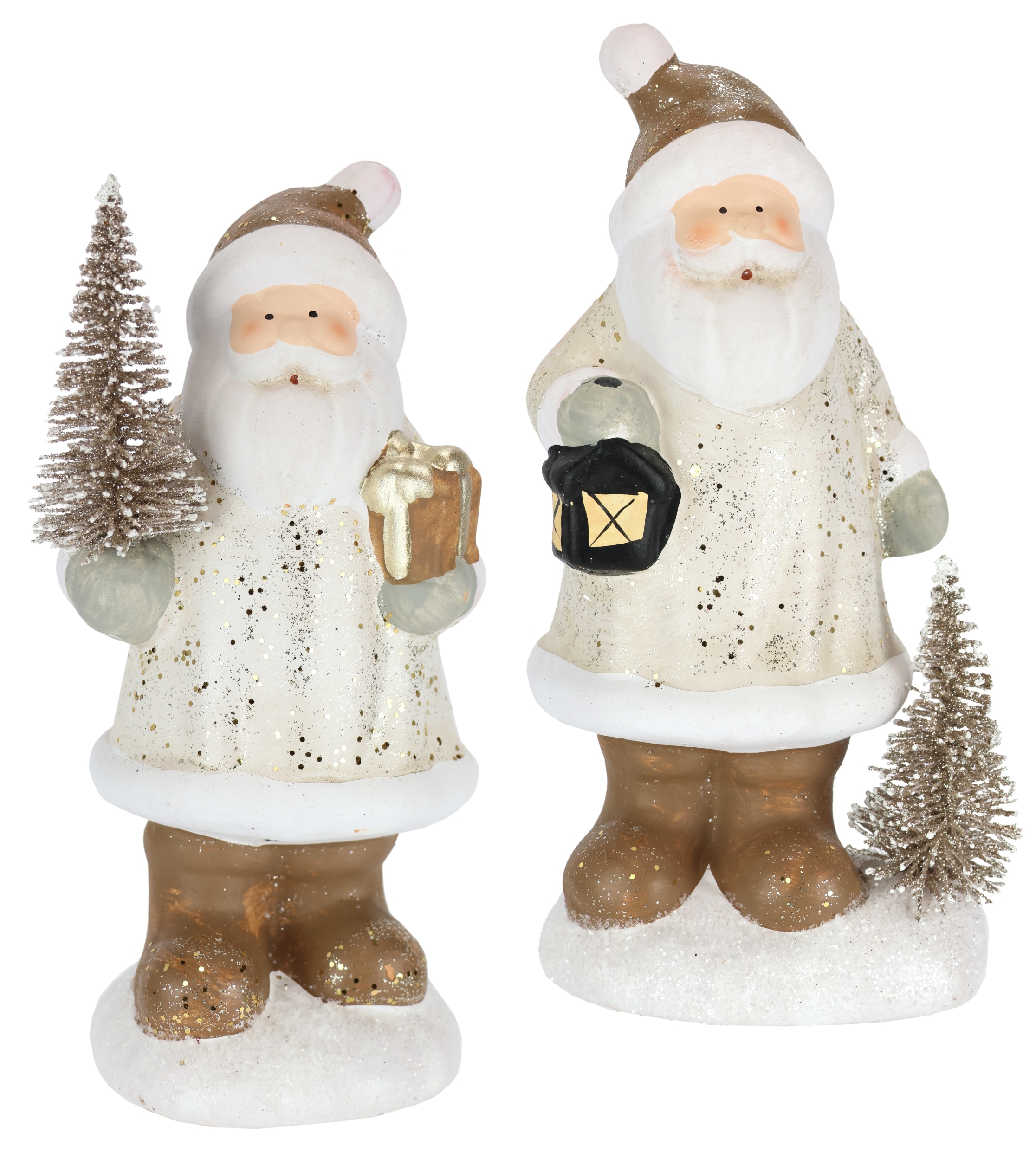 Dekofigur »Nikolaus aus Keramik, 2er Set«, Mit Baum Laterne Geschenk Figur Dekoration...