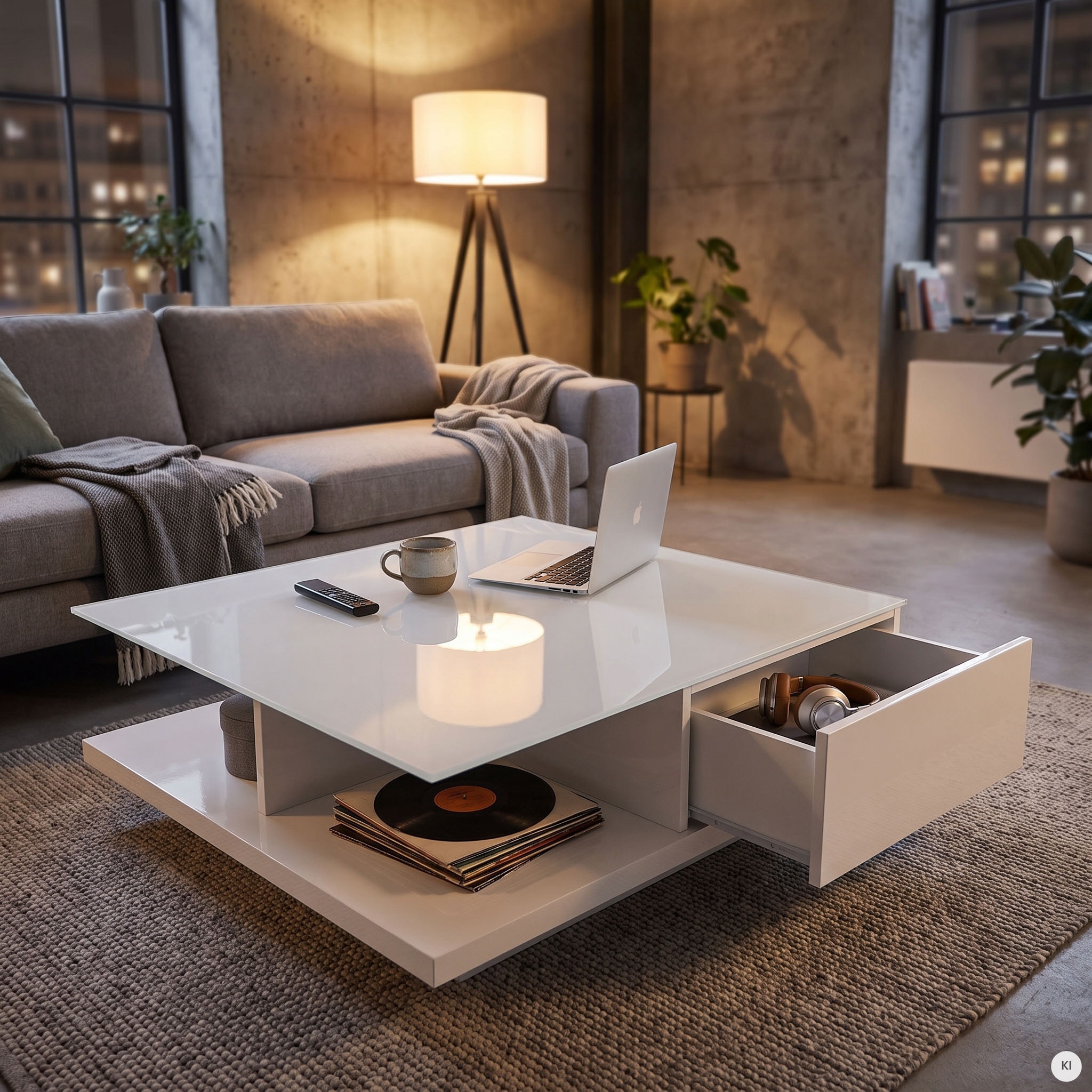 SalesFever Couchtisch »im minimalistischen Stil« Kristallklare Tischplatte aus gehärtetem Glas