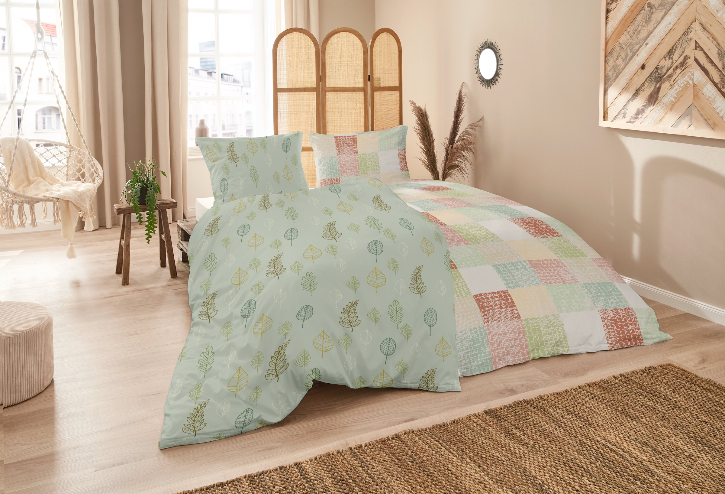 Primera Bettwäsche »Biber-Bettwäsche Autum Leaf« 2 Stk. mit floralen Motiven