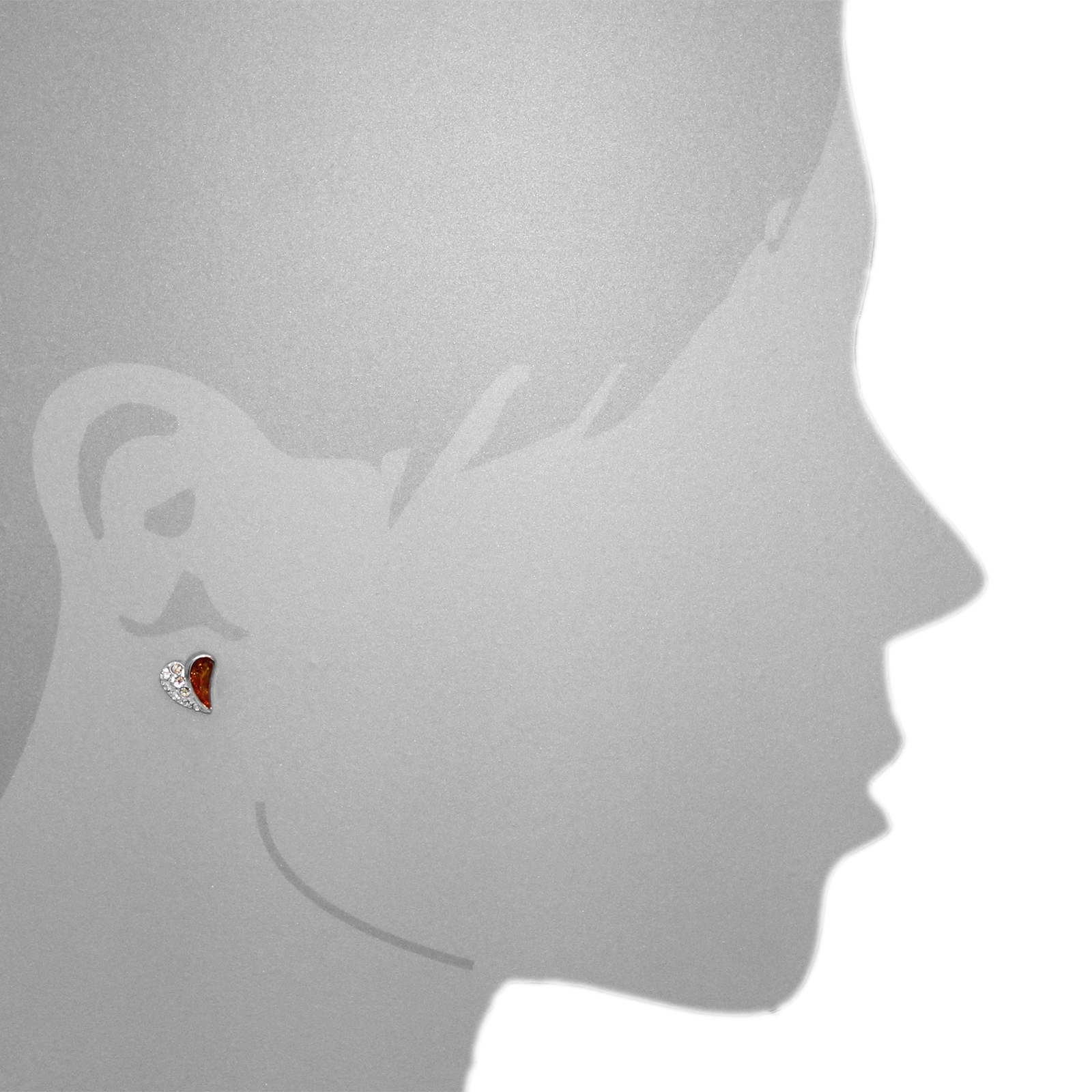 OSTSEE-SCHMUCK Paar Ohrstecker »- Herz - Silber 925/000 - Bernstein&Schmuckstein«
