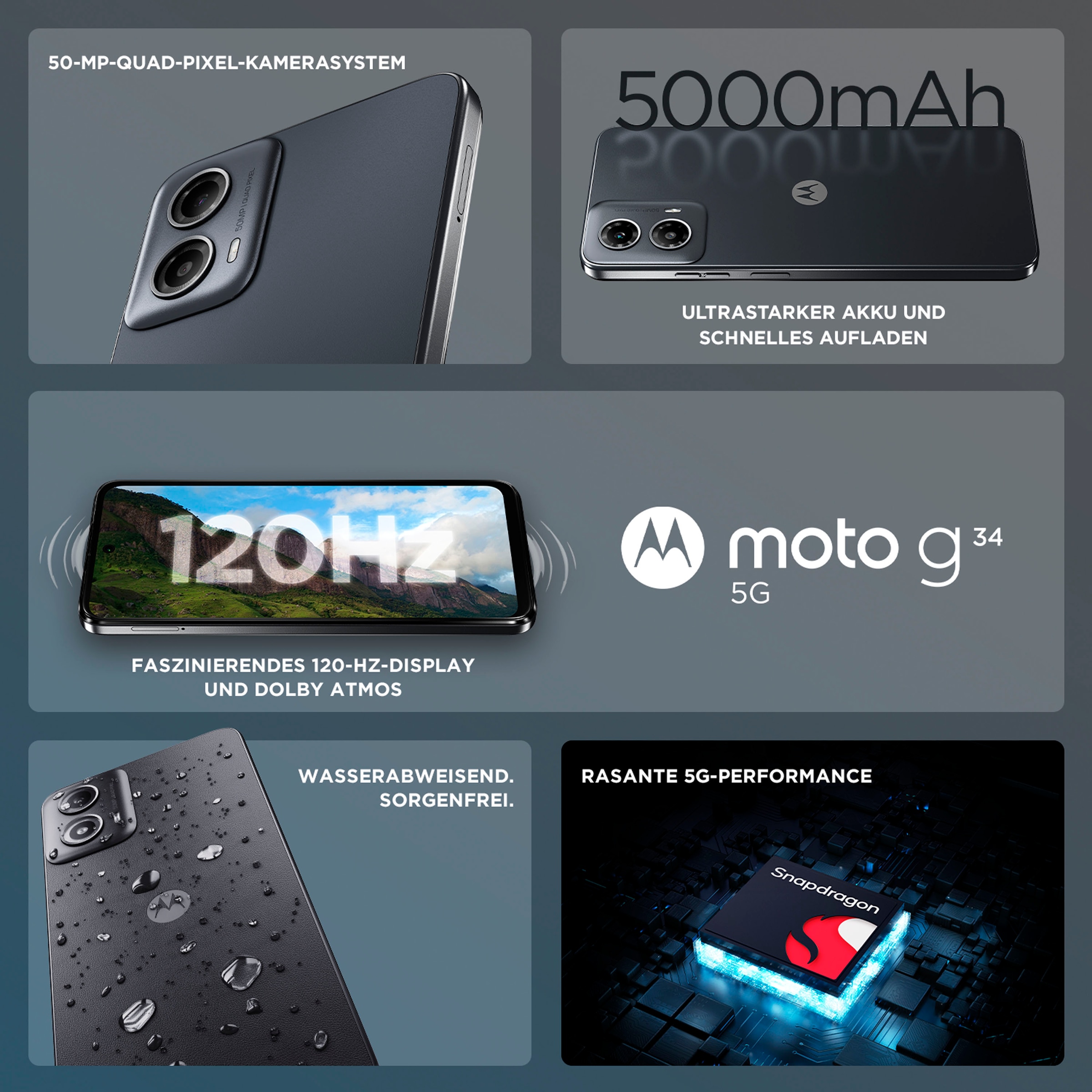 Motorola Smartphone »moto g34 5G«, Charcoal Black