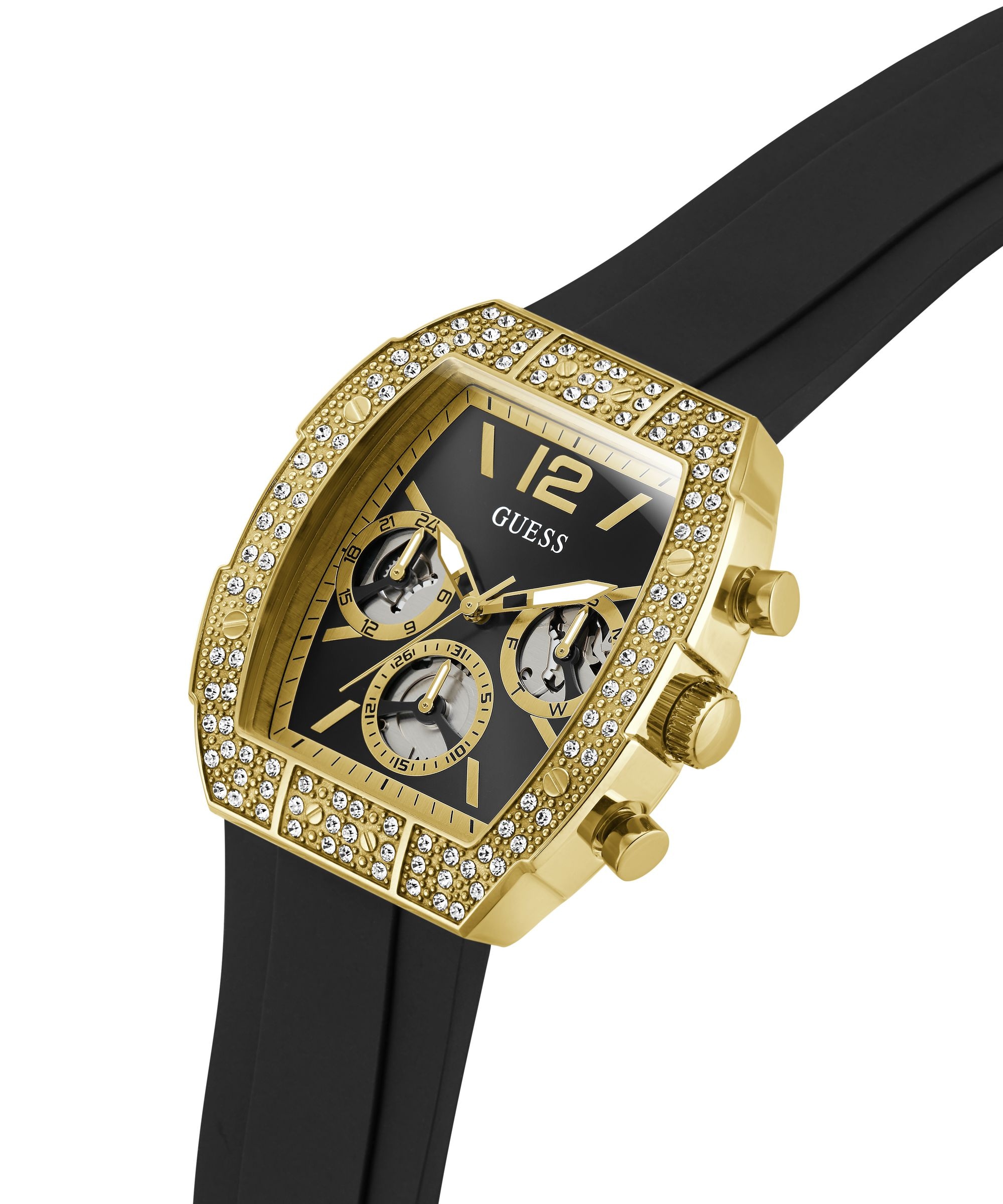 Guess Multifunktionsuhr »PHOENIX QUANTUM« Quarzuhr, Armbanduhr, Herrenuhr, Silikonarmband, analog, Wochentag