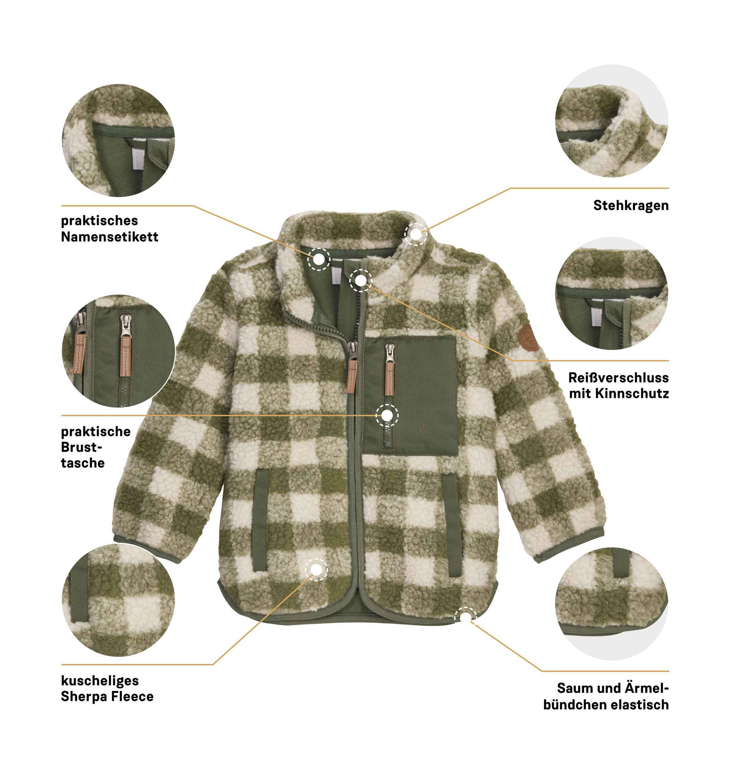 first instinct by killtec Fleecejacke »FIOW 50 MNS FLC JCKT« Sherpa Fleecejacke mit Karomuster, Kinnschutz und Namensetikett