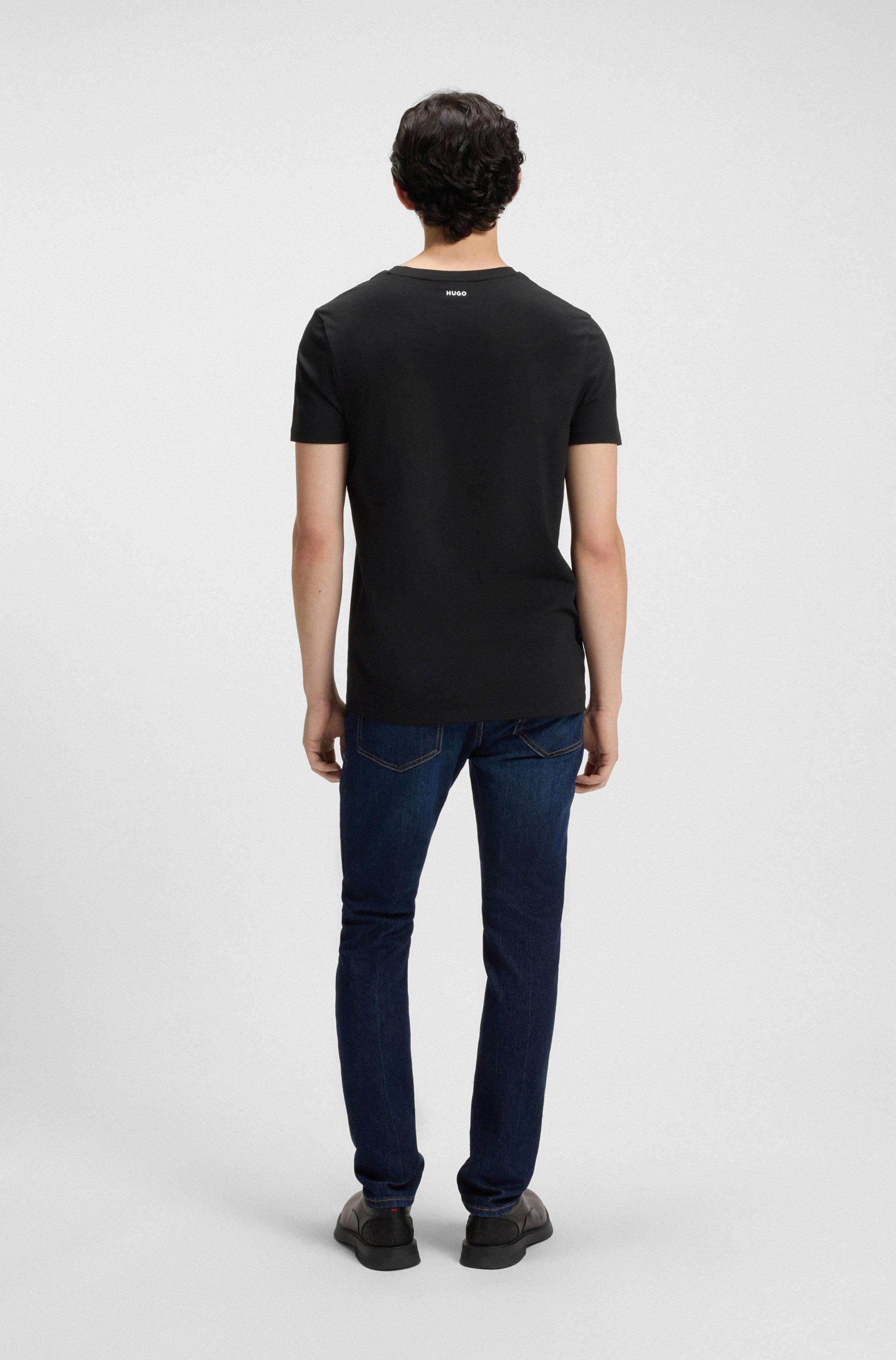 HUGO T-Shirt »HUGO-Round« Packung, 2er,  Rundhalsausschnitt, Slim-Fit, HUGO Logo-Druck