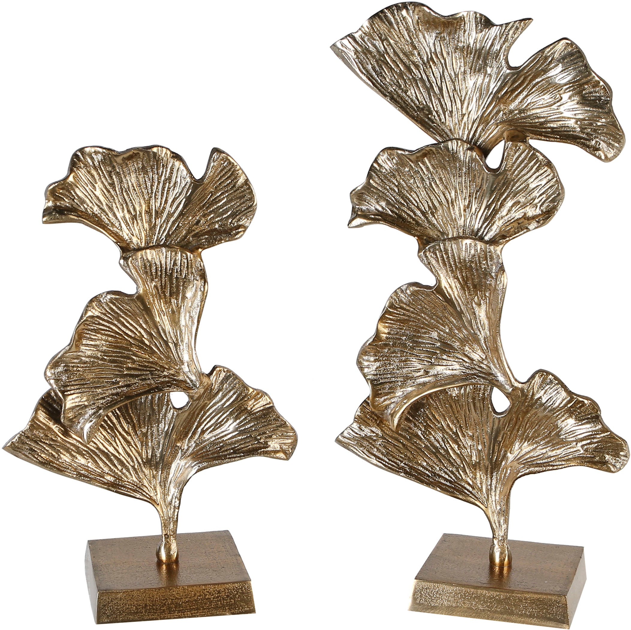 GILDE Dekoobjekt »Skulptur Ginkgo, aus Metall, Wohnzimmer 2 auf erhältlich, bestellen gold«, Rechnung in Größen