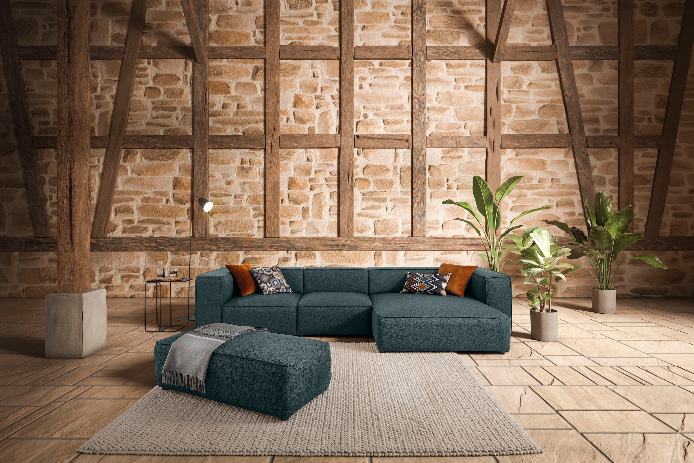 W.SCHILLIG Ecksofa »around-the-block Mega Sofa, viel Platz und hoher Sitzkomfort, L-Form« mit eleganter Biese, mit Federkern, Breite 341 cm