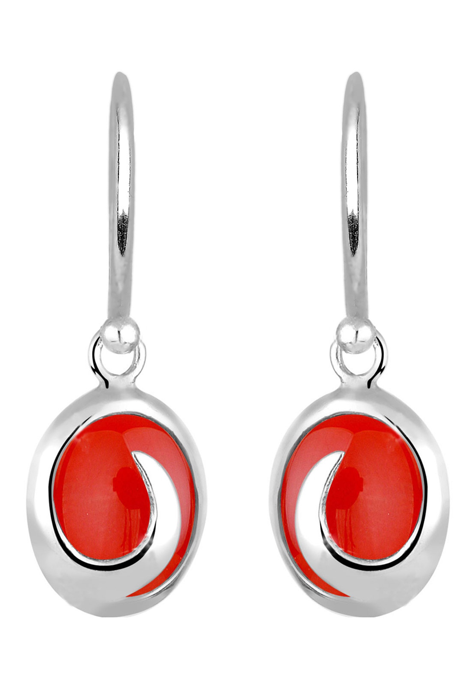 Elli Paar Ohrhänger »Ohrringe Karneol Edelstein Oval Orange 925 Silber«