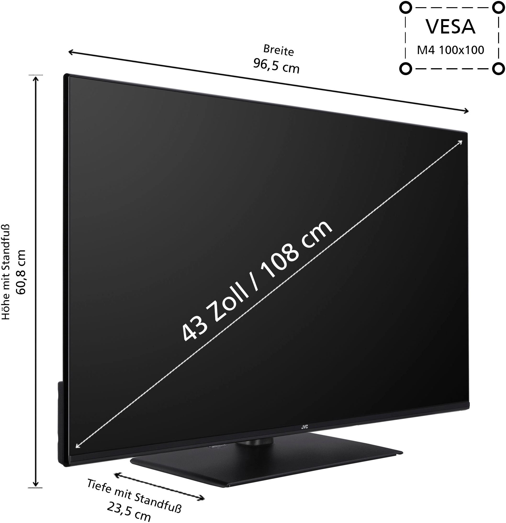 JVC QLED-Fernseher »LT-43VUQ3455«, 4K Ultra HD, Smart-TV