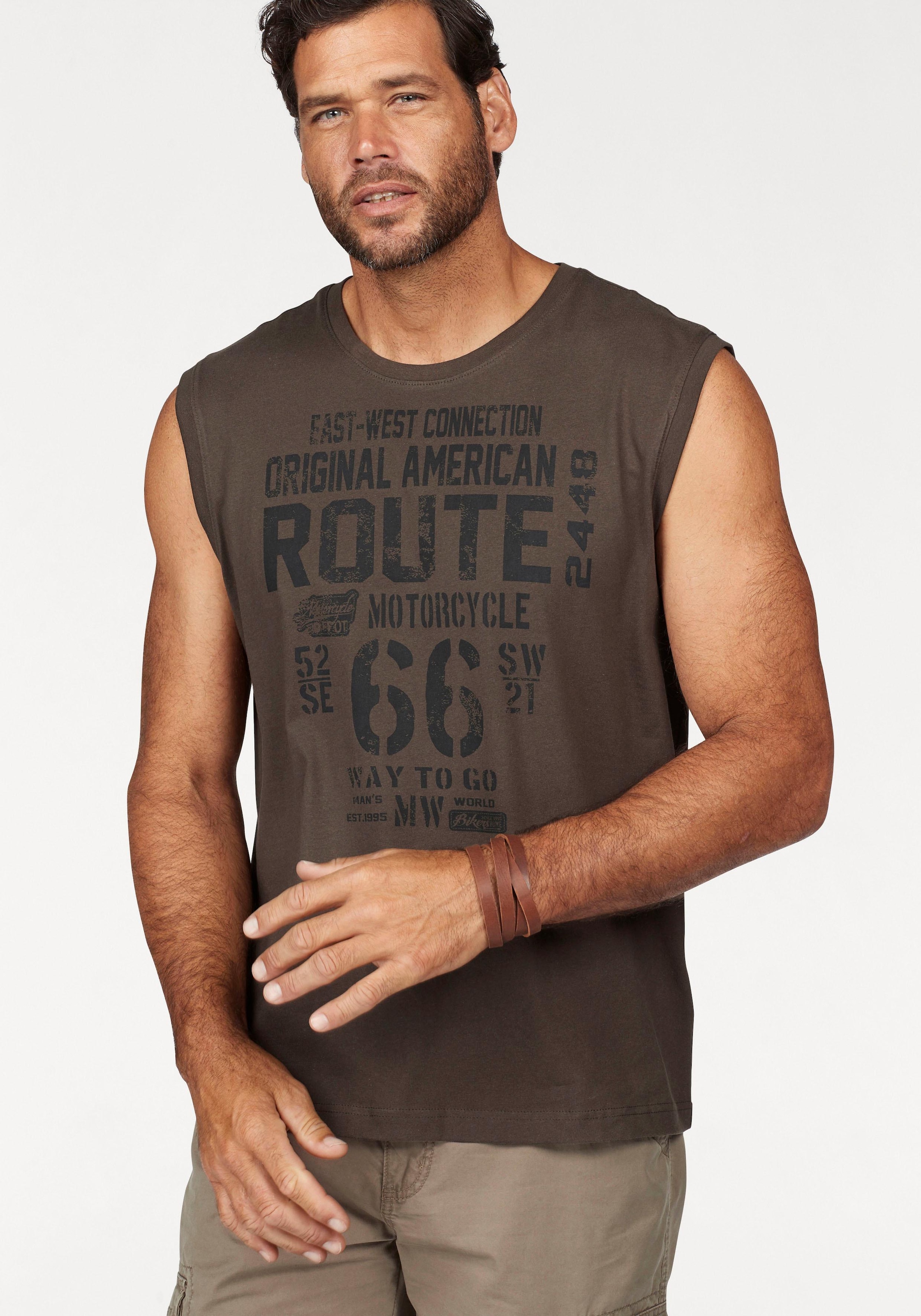 Man's World Muscleshirt 2er-Pack,  ärmellos,  bedruckt,  Rundhalsausschnitt,  aus 100% Baumwolle