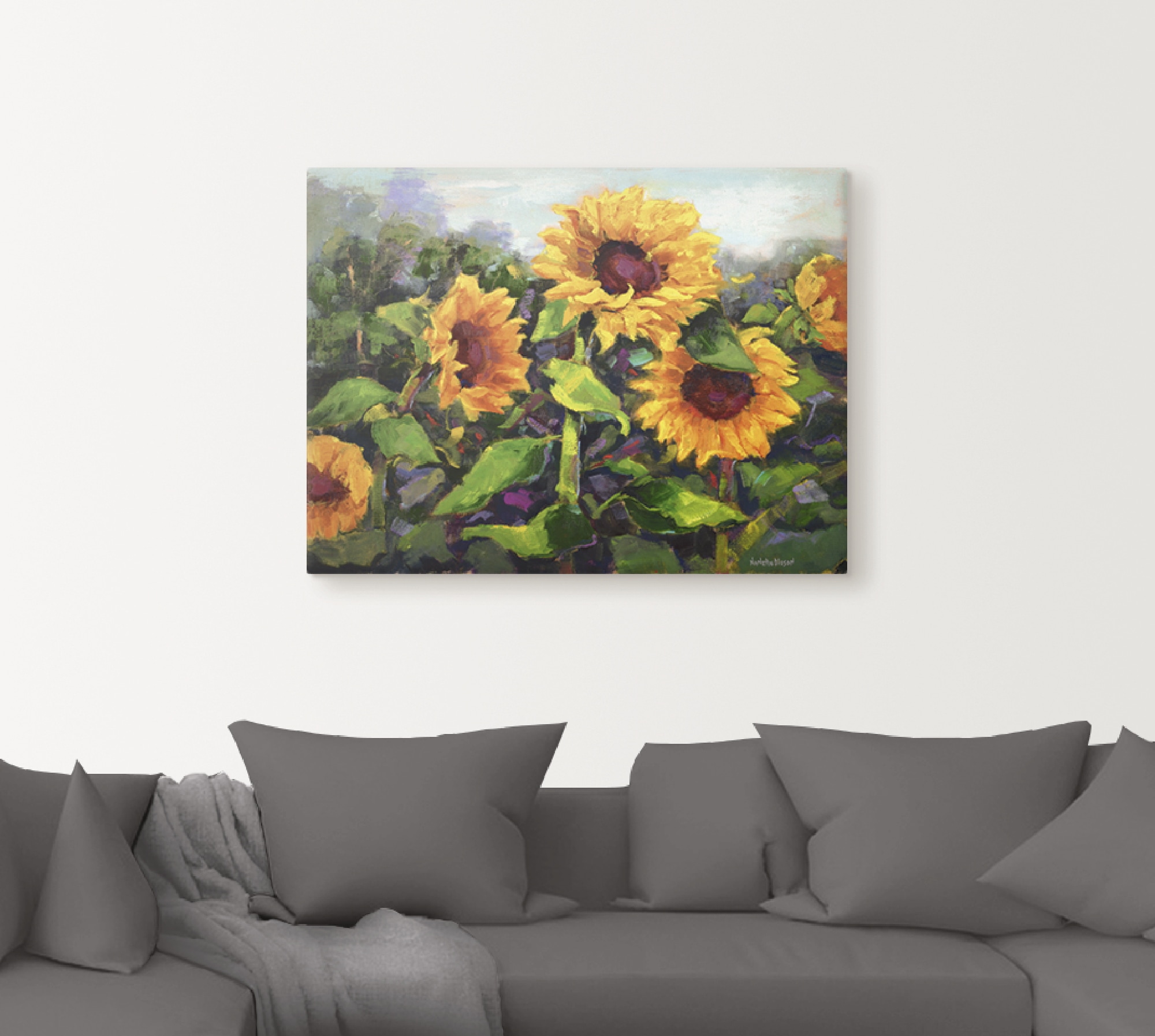 Artland Leinwandbild »Das Erwachen der Sonnenblumen IV« Blumen 1 Stk. tlg. auf Holzrahmen gespannt